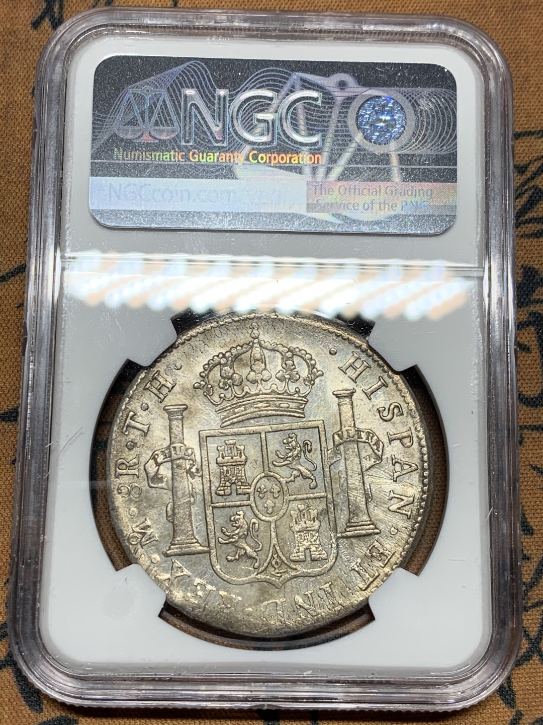 《竞宝斋》第34，35场-本周日，周一2场连拍（全场顺丰包邮） NGC-AUD 墨西哥  卡洛斯四世 1804  8 里亚尔  原味  十分难得 性价比最高