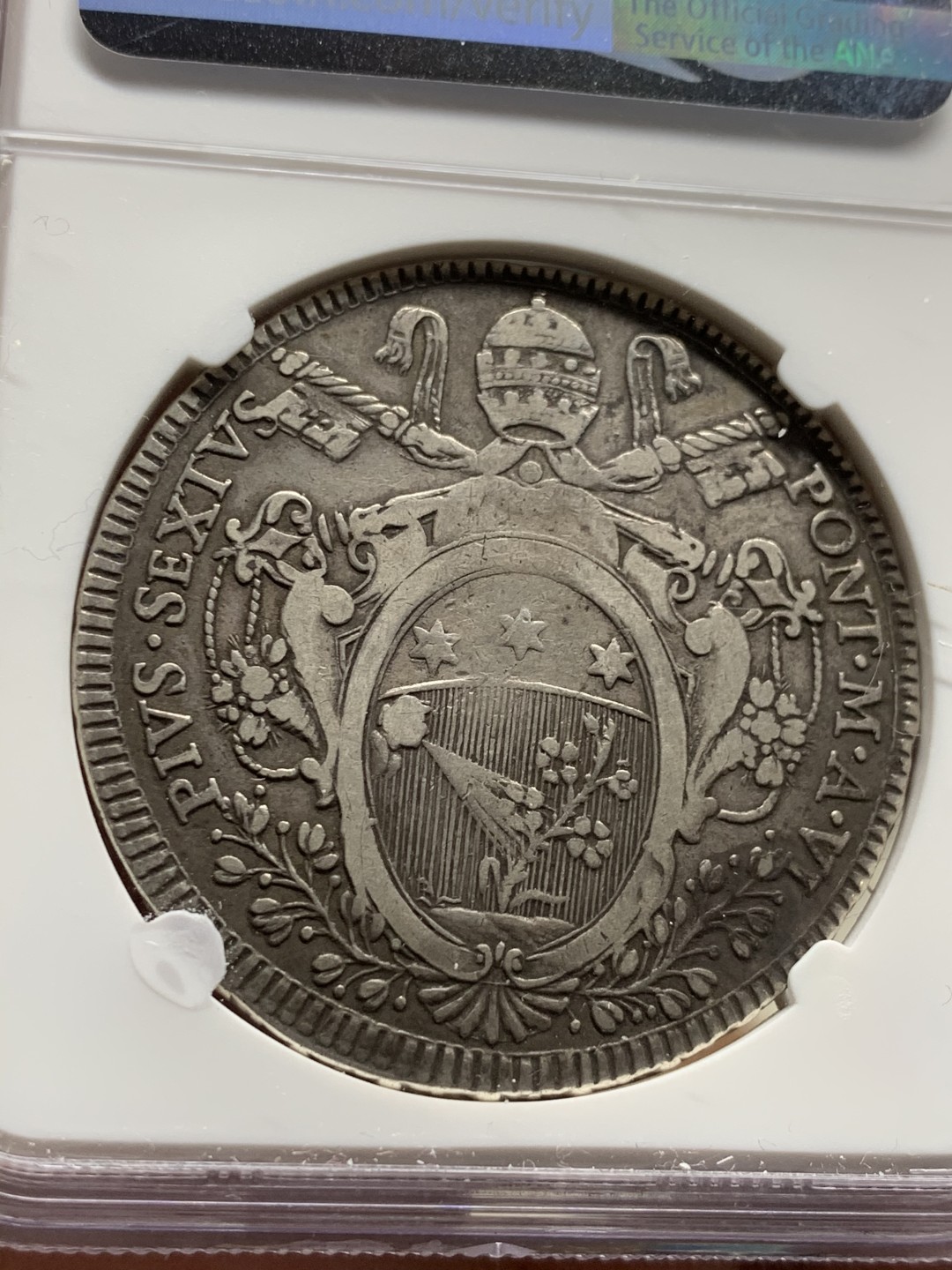 《竞宝斋》第34，35场-本周日，周一2场连拍（全场顺丰包邮） NGC-VF30 梵蒂冈 1780年 伏地魔 1斯库多 大银币 原味老包浆