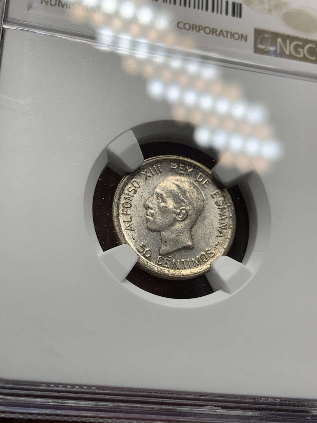 《竞宝斋》第34，35场-本周日，周一2场连拍（全场顺丰包邮） NGC-MS64 西班牙 1926年 阿方索十三世 50分 银币 原光好品 顶级品相