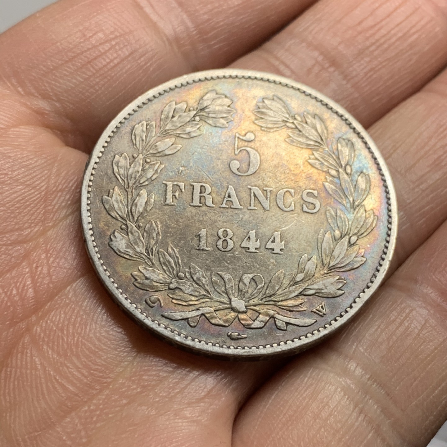 《竞宝斋》第34，35场-本周日，周一2场连拍（全场顺丰包邮） 法国 1844-W年 菲利普一世 5法郎 银币 细节清晰 未下水 妥妥的AU