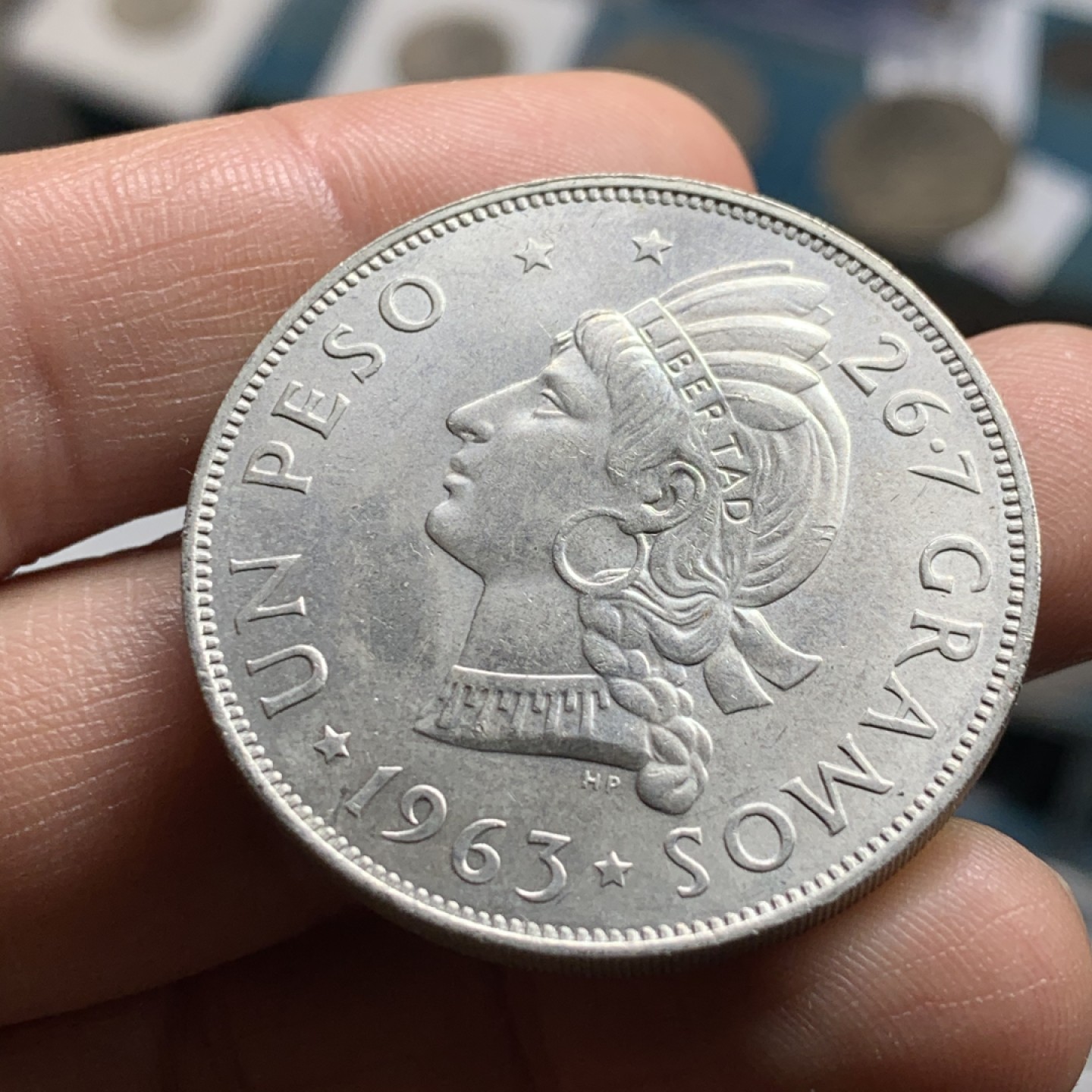 《竞宝斋》第34，35场-本周日，周一2场连拍（全场顺丰包邮） 多米尼加1963年 百年纪念 1比索 大银币 原光好品