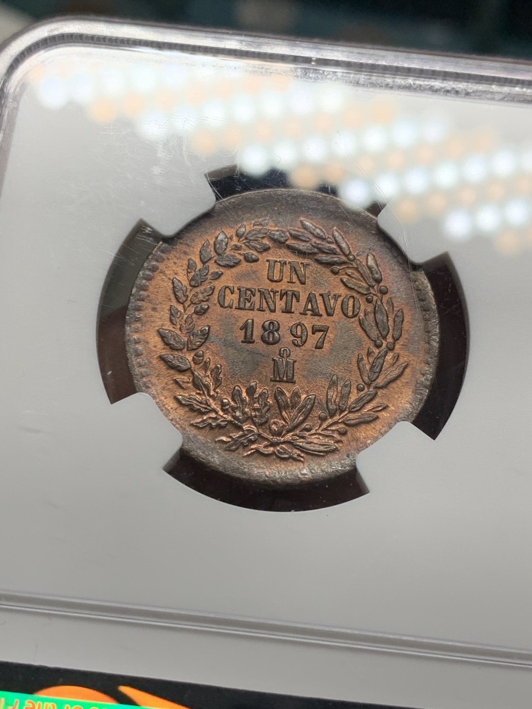 《竞宝斋》第34，35场-本周日，周一2场连拍（全场顺丰包邮） NGC MS64RB 1897年墨西哥铜鹰洋好品这个年份这个品相难得