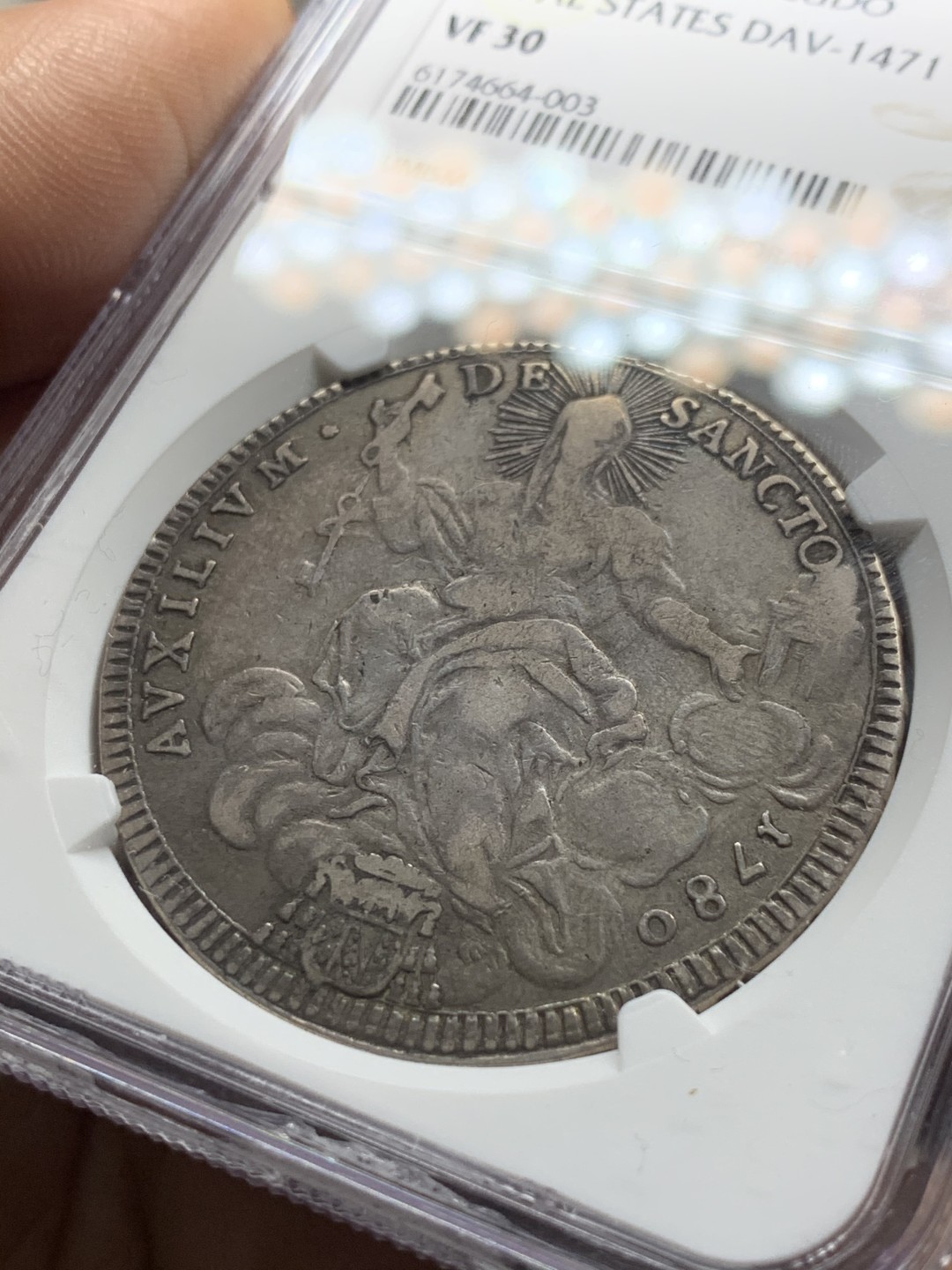 《竞宝斋》第34，35场-本周日，周一2场连拍（全场顺丰包邮） NGC-VF30 梵蒂冈 1780年 伏地魔 1斯库多 大银币 原味老包浆