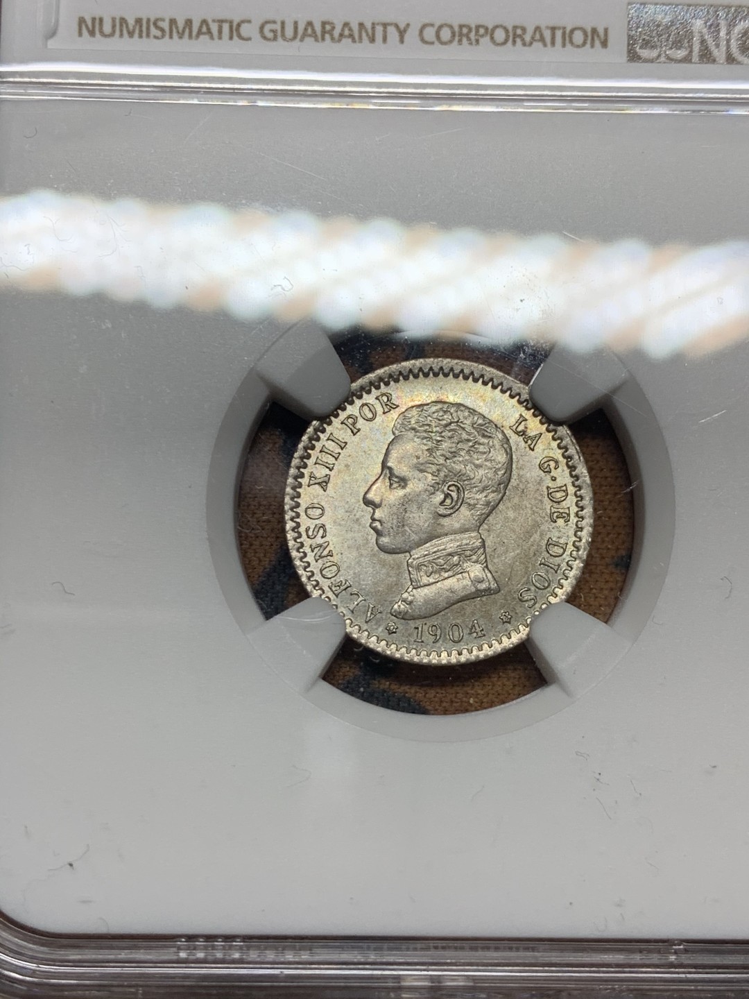 《竞宝斋》第34，35场-本周日，周一2场连拍（全场顺丰包邮） NGC-UNC 西班牙 1904年 阿方索十三世 50分 银币 凑个品种吧