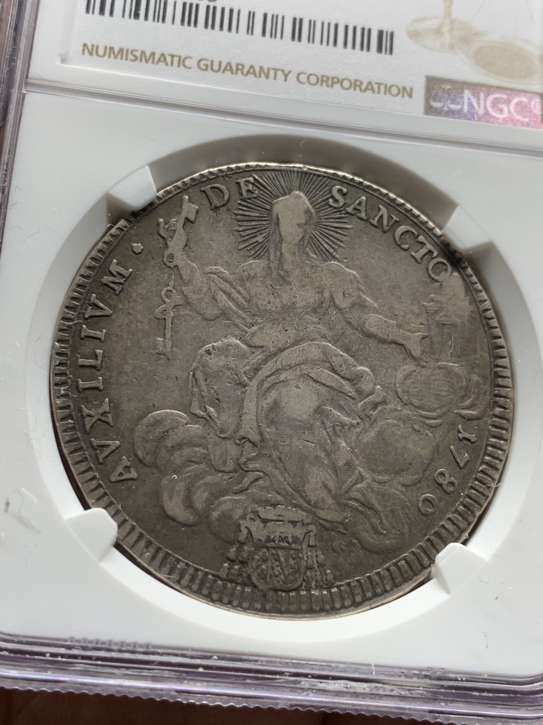 《竞宝斋》第34，35场-本周日，周一2场连拍（全场顺丰包邮） NGC-VF30 梵蒂冈 1780年 伏地魔 1斯库多 大银币 原味老包浆