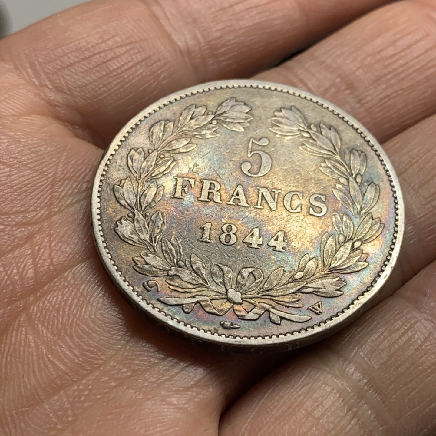 《竞宝斋》第34，35场-本周日，周一2场连拍（全场顺丰包邮） 法国 1844-W年 菲利普一世 5法郎 银币 细节清晰 未下水 妥妥的AU