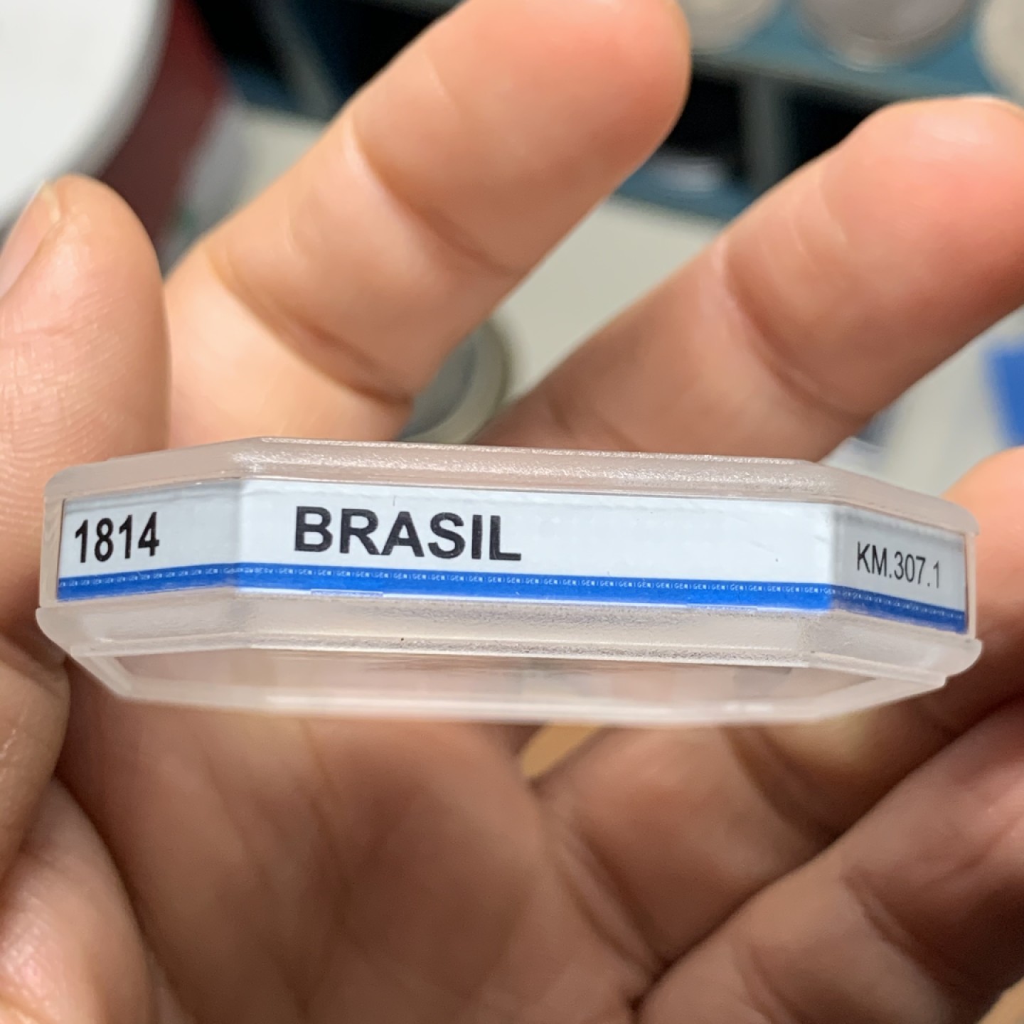 《竞宝斋》第34，35场-本周日，周一2场连拍（全场顺丰包邮） GENI-AU58 巴西1814年960R大银币原味老彩 状态不输PC   