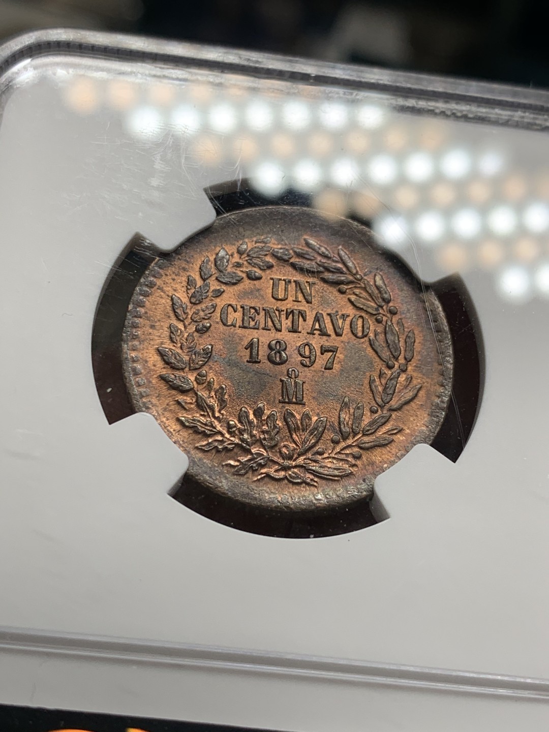 《竞宝斋》第34，35场-本周日，周一2场连拍（全场顺丰包邮） NGC MS64RB 1897年墨西哥铜鹰洋好品这个年份这个品相难得