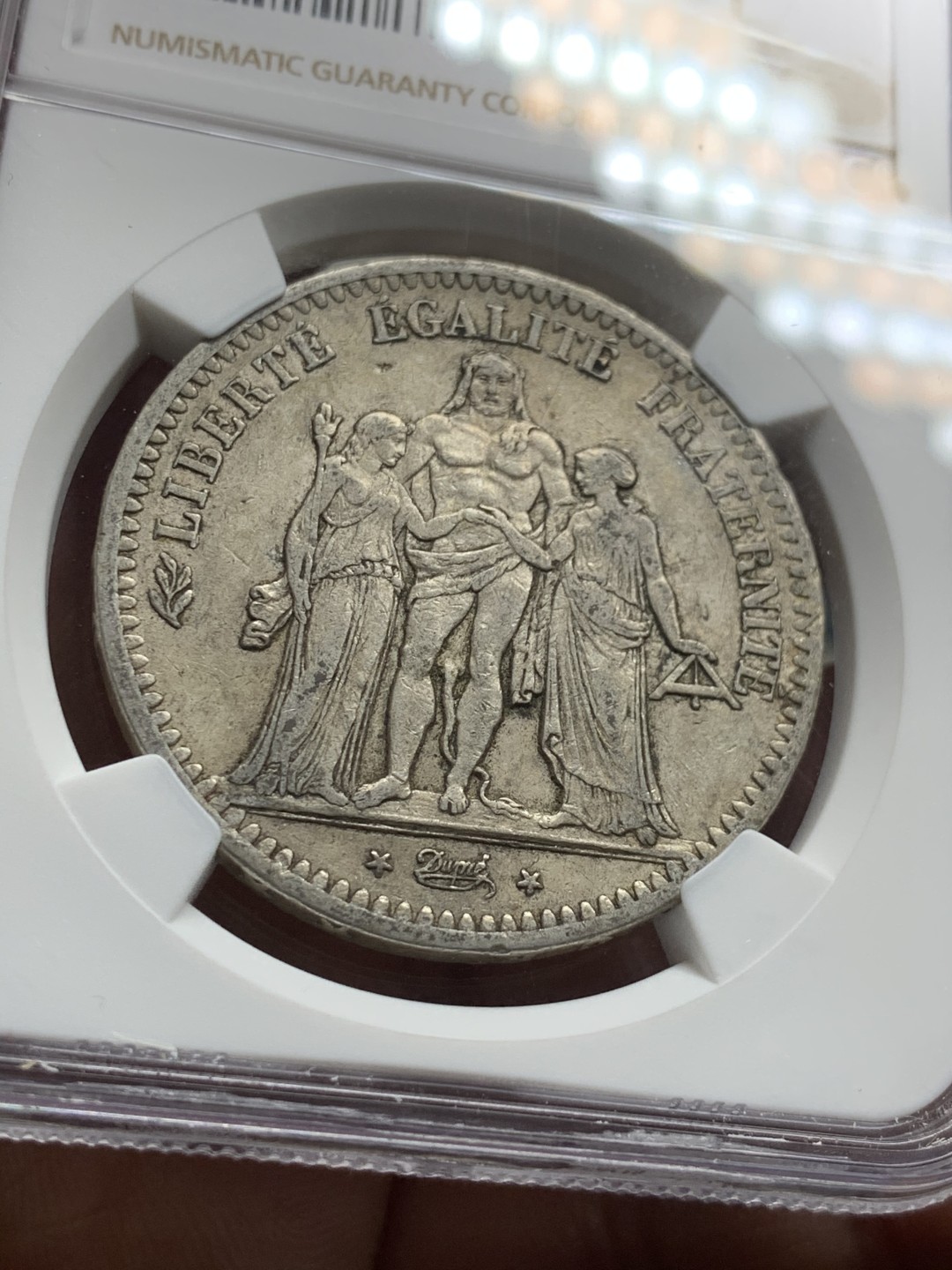 《竞宝斋》第34，35场-本周日，周一2场连拍（全场顺丰包邮） NGC-AU50 法国 1849年 早期大力神 5法郎 大银币 原味好品 能上AU给分的确实难得