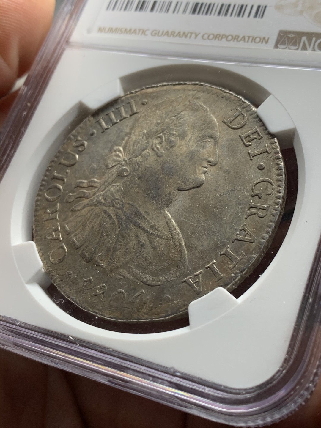 《竞宝斋》第34，35场-本周日，周一2场连拍（全场顺丰包邮） NGC-AUD 墨西哥  卡洛斯四世 1804  8 里亚尔  原味  十分难得 性价比最高