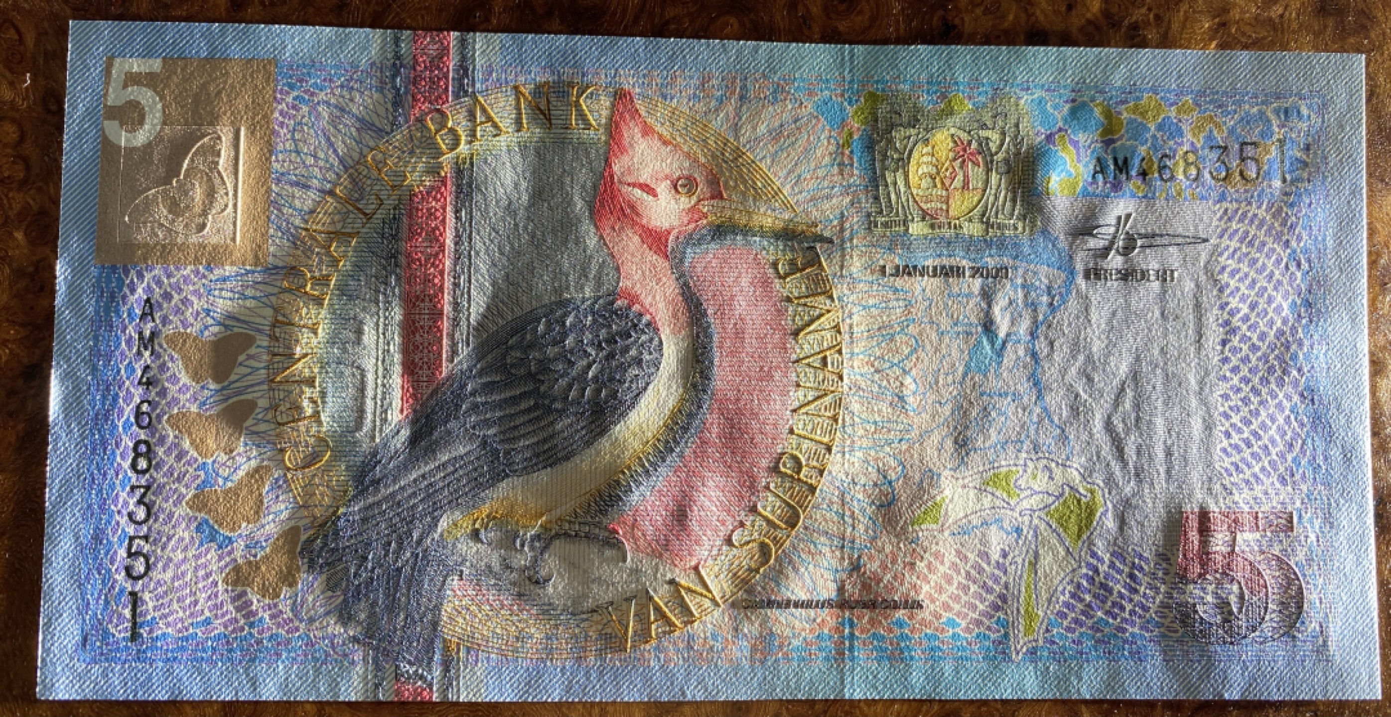 得物拍卖 Chase Auction  第2期 - -世界纸币精粹（二） 苏里南花鸟版小全套5张，全新UNC！雕刻绝对一流，双面凹印，凸凹感非常好！连小面值也双面雕刻的如此精致！值得收藏！