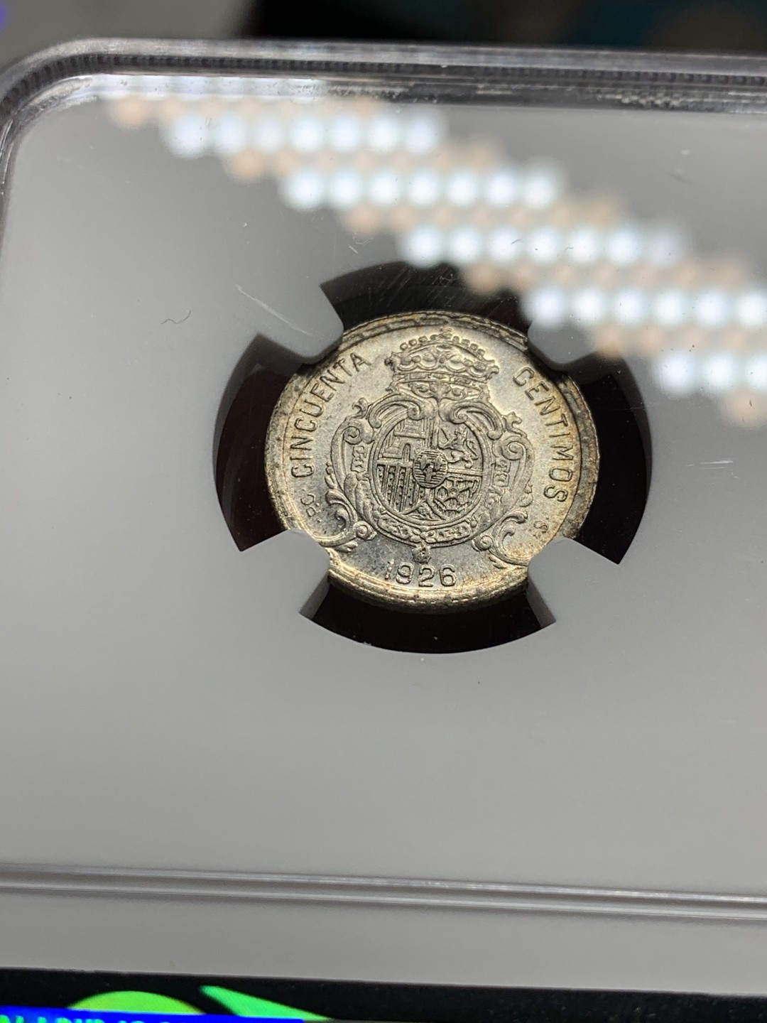 《竞宝斋》第34，35场-本周日，周一2场连拍（全场顺丰包邮） NGC-MS64 西班牙 1926年 阿方索十三世 50分 银币 原光好品 顶级品相