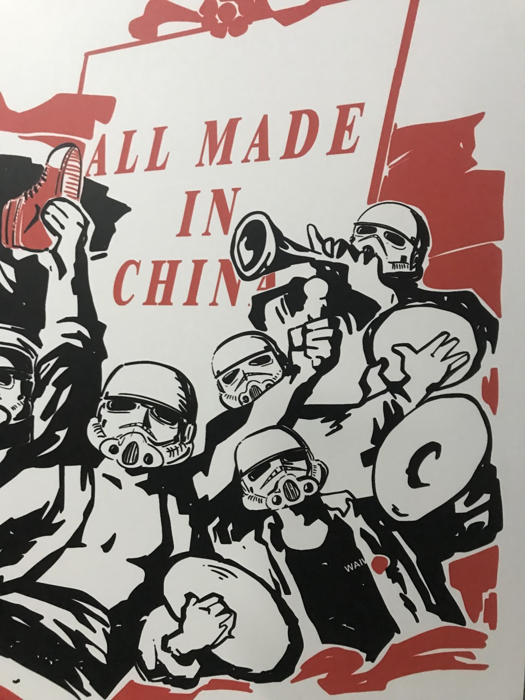 零元拍：歪歪亲笔签名版画复制画《星战：Made in China》50/70厘米