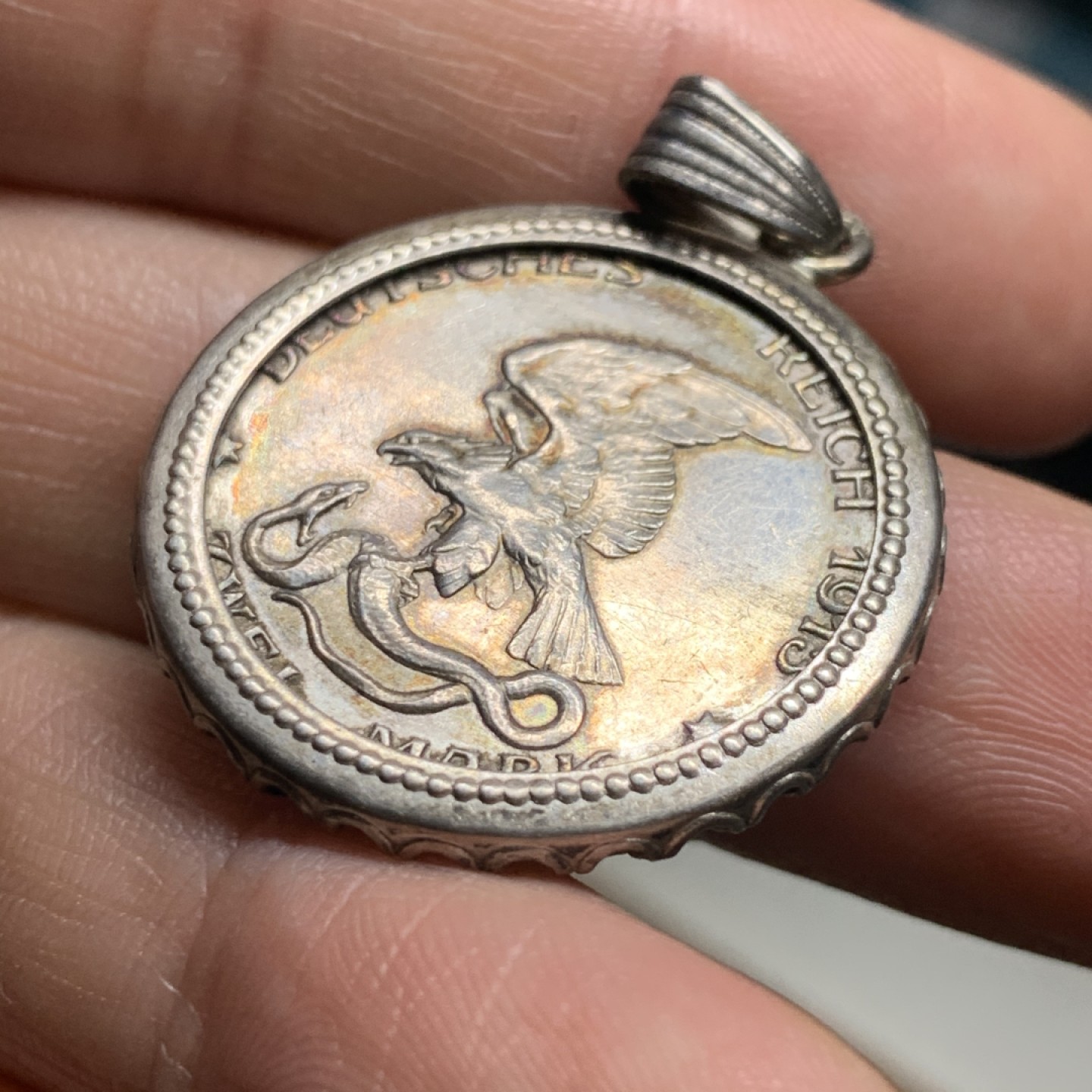 《竞宝斋》第34，35场-本周日，周一2场连拍（全场顺丰包邮） 德国普鲁士1913年普法战争2马克 银币 做吊坠