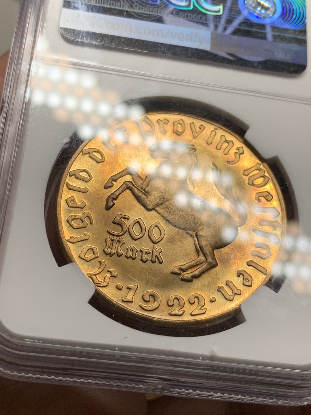 《竞宝斋》第34，35场-本周日，周一2场连拍（全场顺丰包邮） NGC-MS64 德国魏玛共和共 1922年 500万马克 大马币 铜制 少见的年份和面值 值得收藏