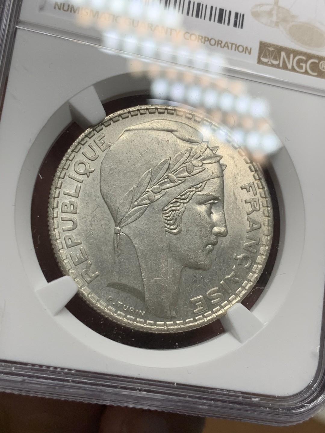 《竞宝斋》第34，35场-本周日，周一2场连拍（全场顺丰包邮） NGC-MS61 法国1938年 谷物女神 20法郎 大银币 原光好品 给分低了 个人看62分