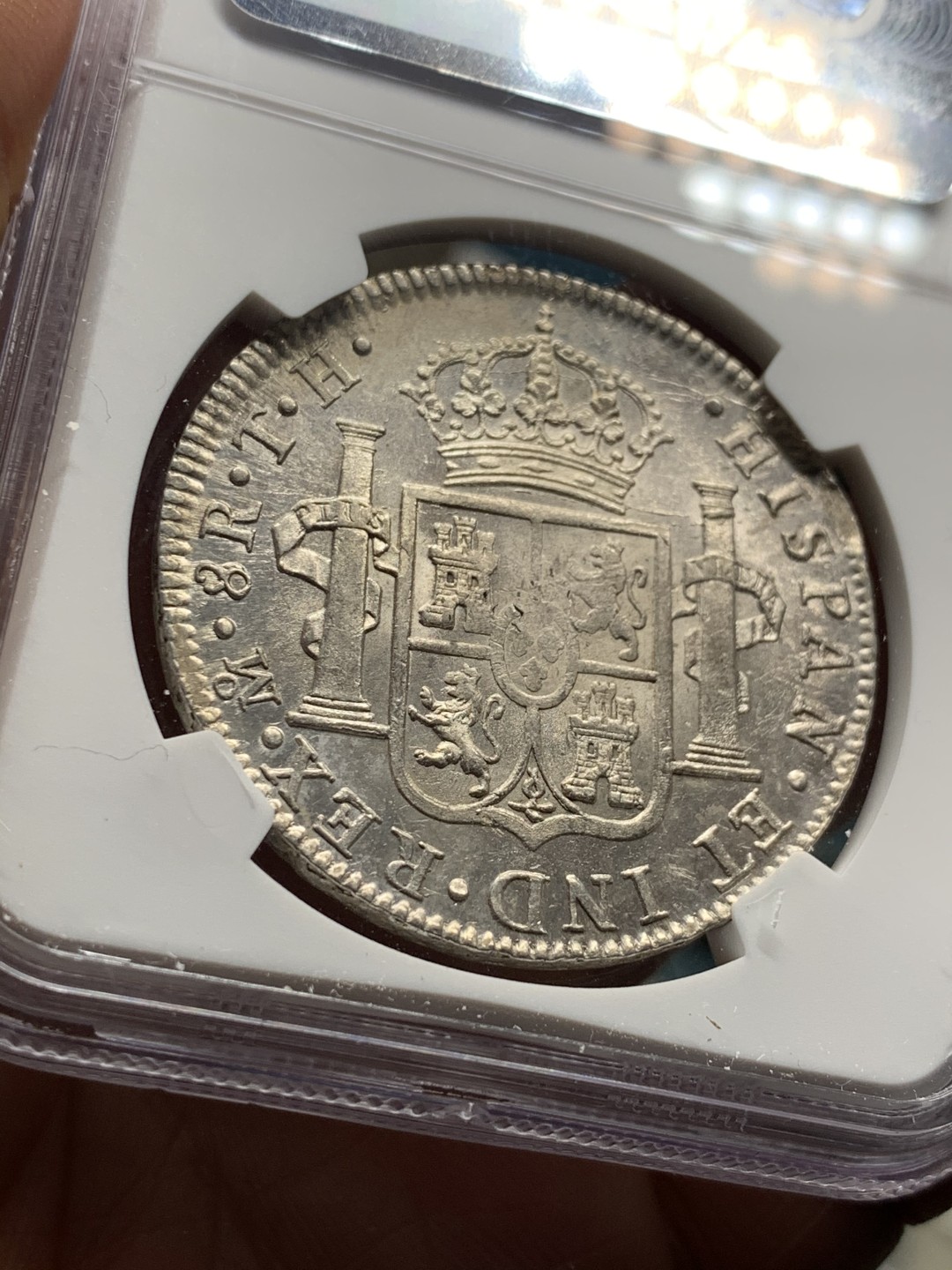 《竞宝斋》第34，35场-本周日，周一2场连拍（全场顺丰包邮） NGC-AUD 墨西哥 1807年 8 里亚尔  人像双柱卡洛斯四世  银币      原味