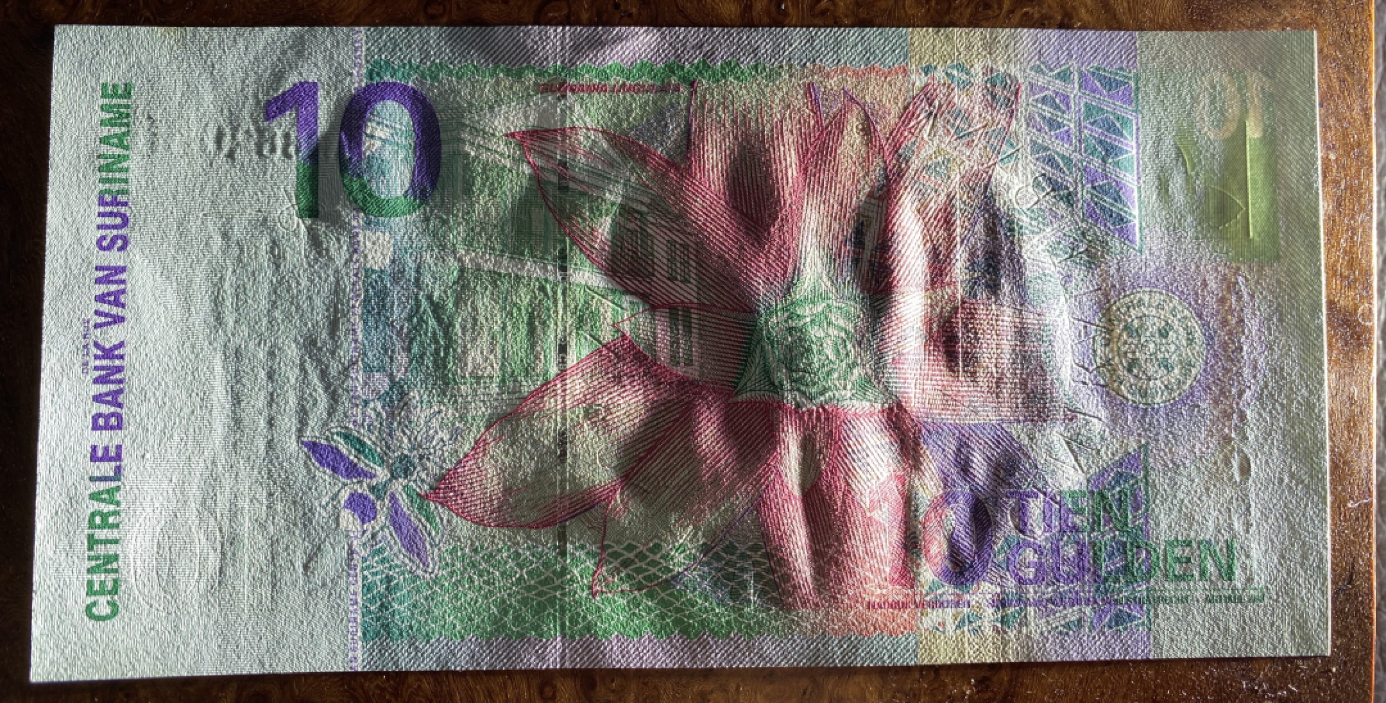 得物拍卖 Chase Auction  第2期 - -世界纸币精粹（二） 苏里南花鸟版小全套5张，全新UNC！雕刻绝对一流，双面凹印，凸凹感非常好！连小面值也双面雕刻的如此精致！值得收藏！