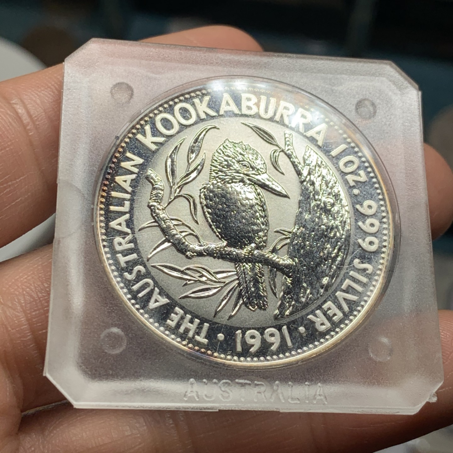 《竞宝斋》第34，35场-本周日，周一2场连拍（全场顺丰包邮） 原装 澳大利亚1991年 早期翠鸟5元 1盎司纯银 银币