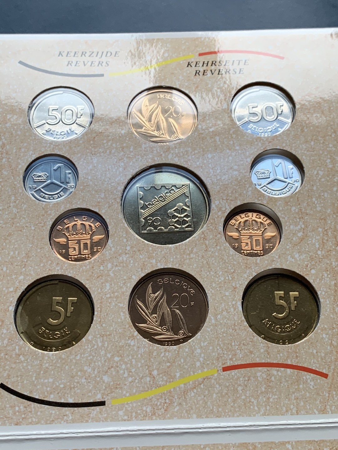 《竞宝斋》第34，35场-本周日，周一2场连拍（全场顺丰包邮） 原封装 比利时1990年 11枚卡装套币 较少见的品种