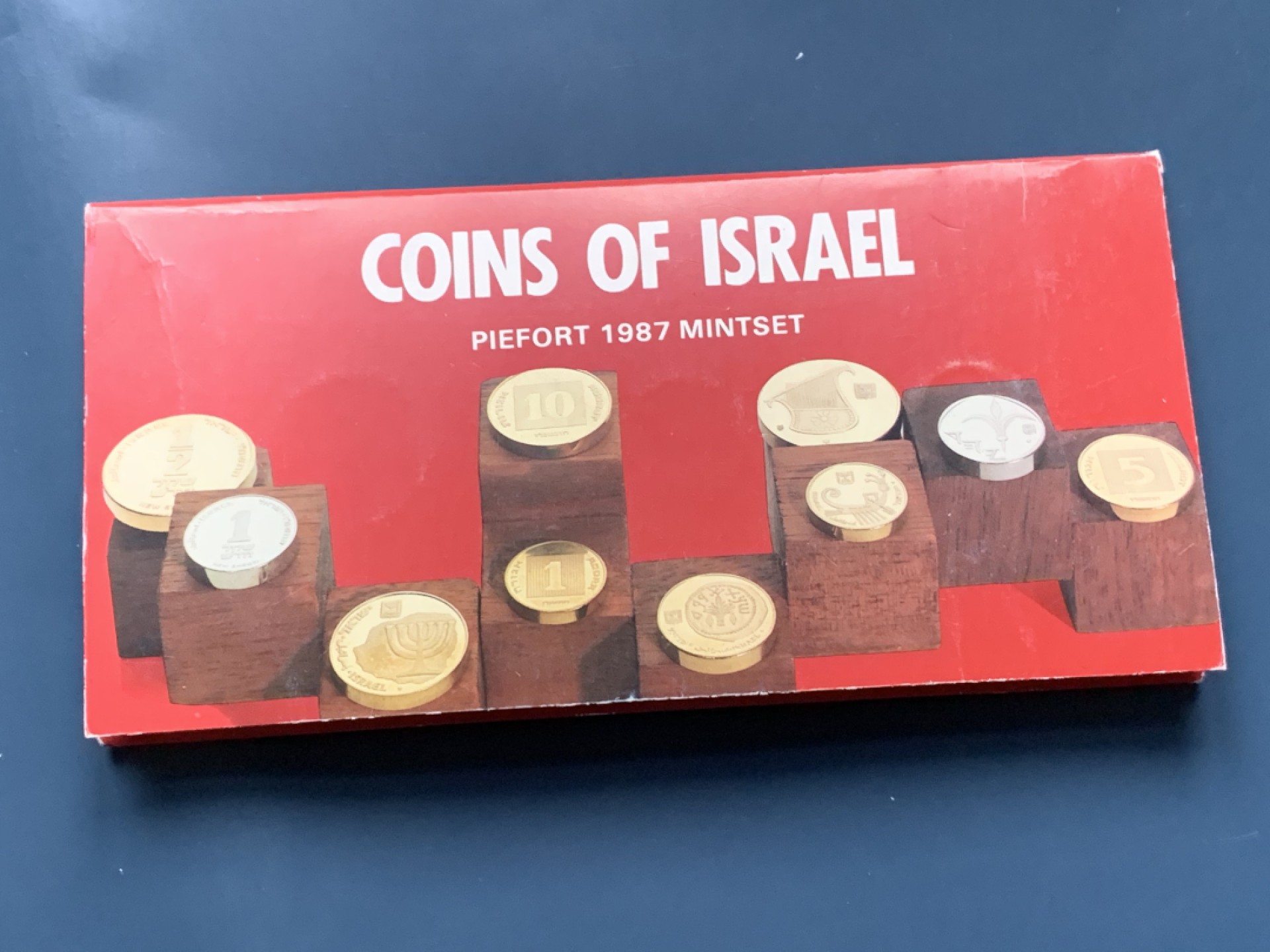 《竞宝斋》第34，35场-本周日，周一2场连拍（全场顺丰包邮） 原红壳包装 以色列1987年 5枚套 PIEFORT加厚 纪念币