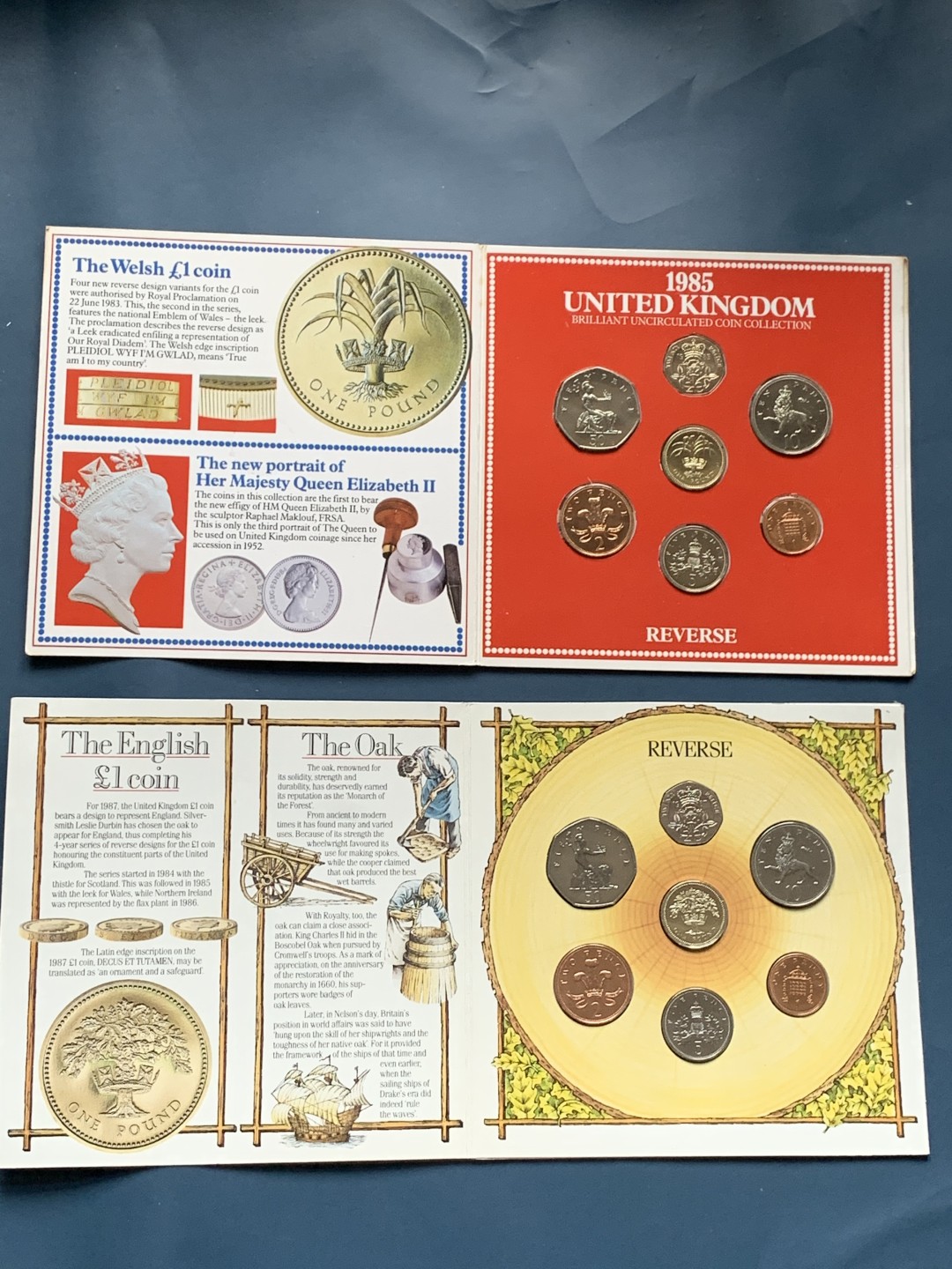 《竞宝斋》第34，35场-本周日，周一2场连拍（全场顺丰包邮） 原封装英国 1985 和1987年 7枚套 卡装套币 完美状态