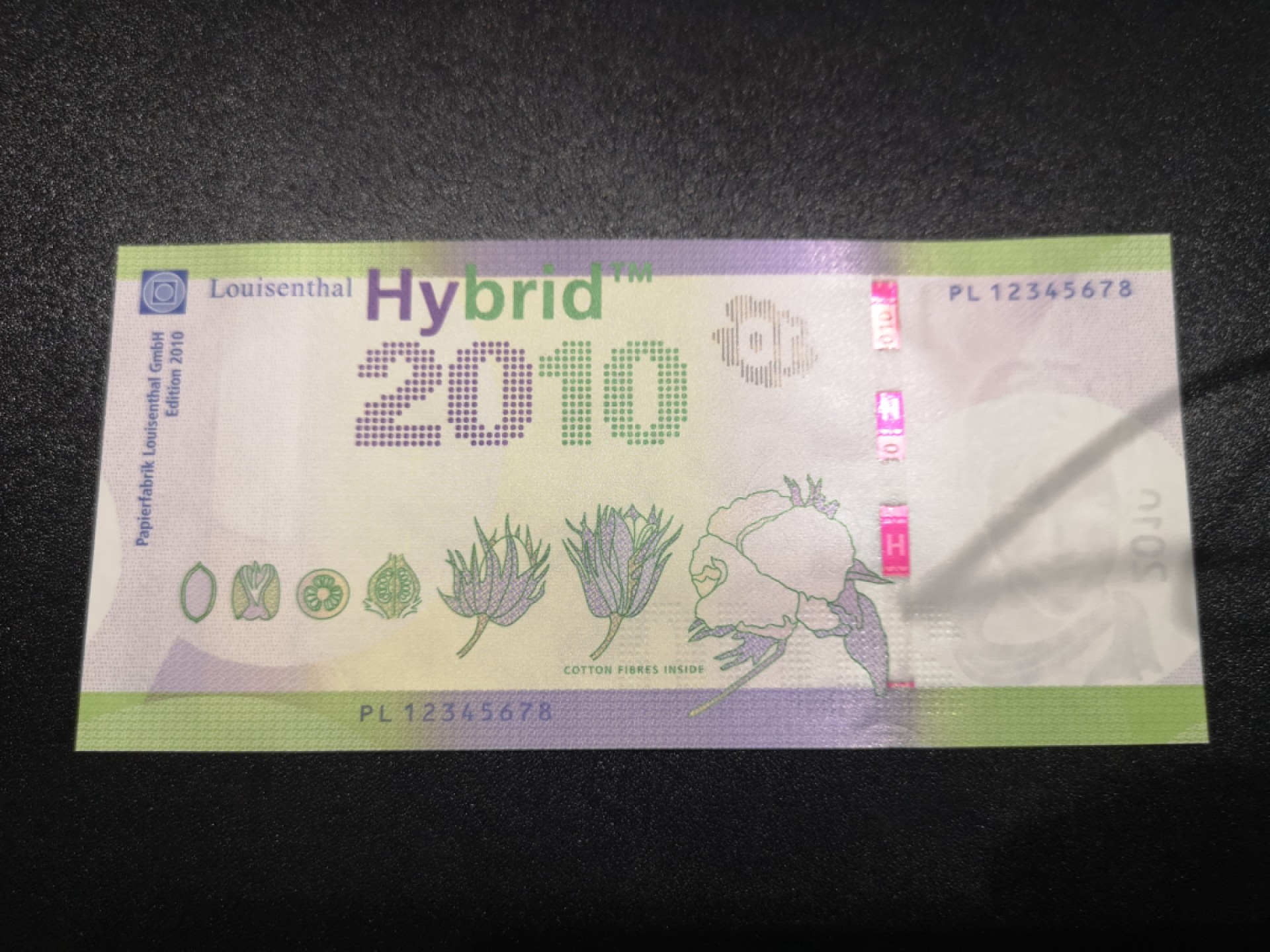 《外钞收藏家》第一百六十七期拍卖 2010年德路伊森塔尔三层复合基材测试钞 全新UNC 号码是顺子