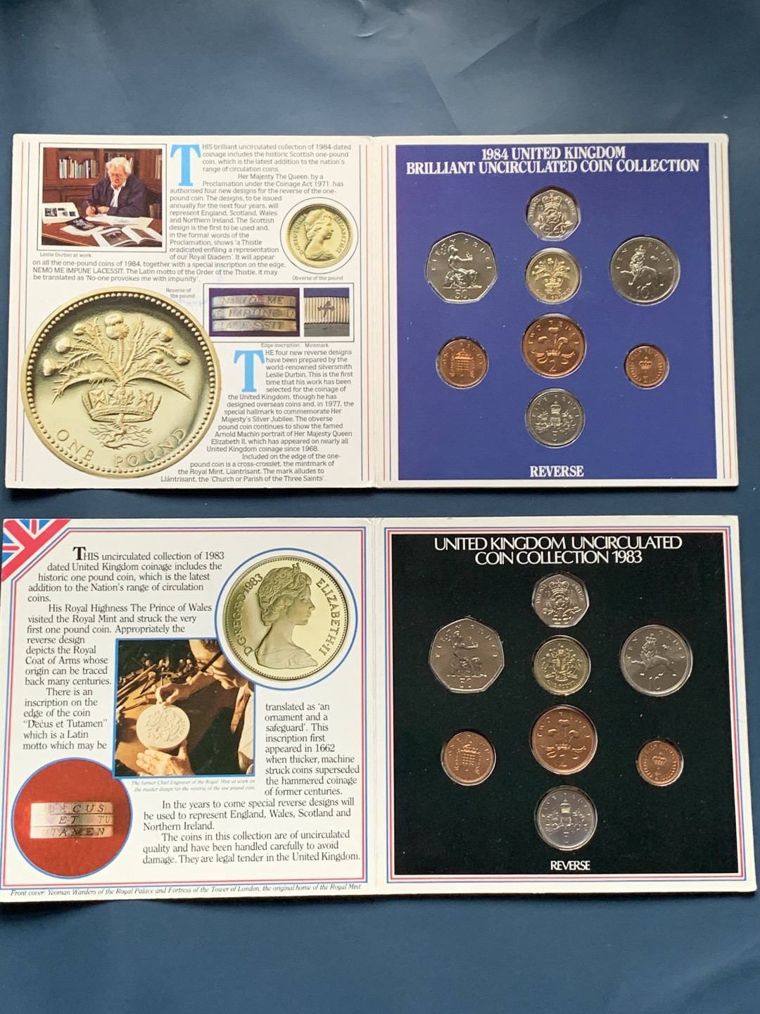 《竞宝斋》第34，35场-本周日，周一2场连拍（全场顺丰包邮） 原封装英国 1983 和1984年 8枚套 卡装套币 完美状态