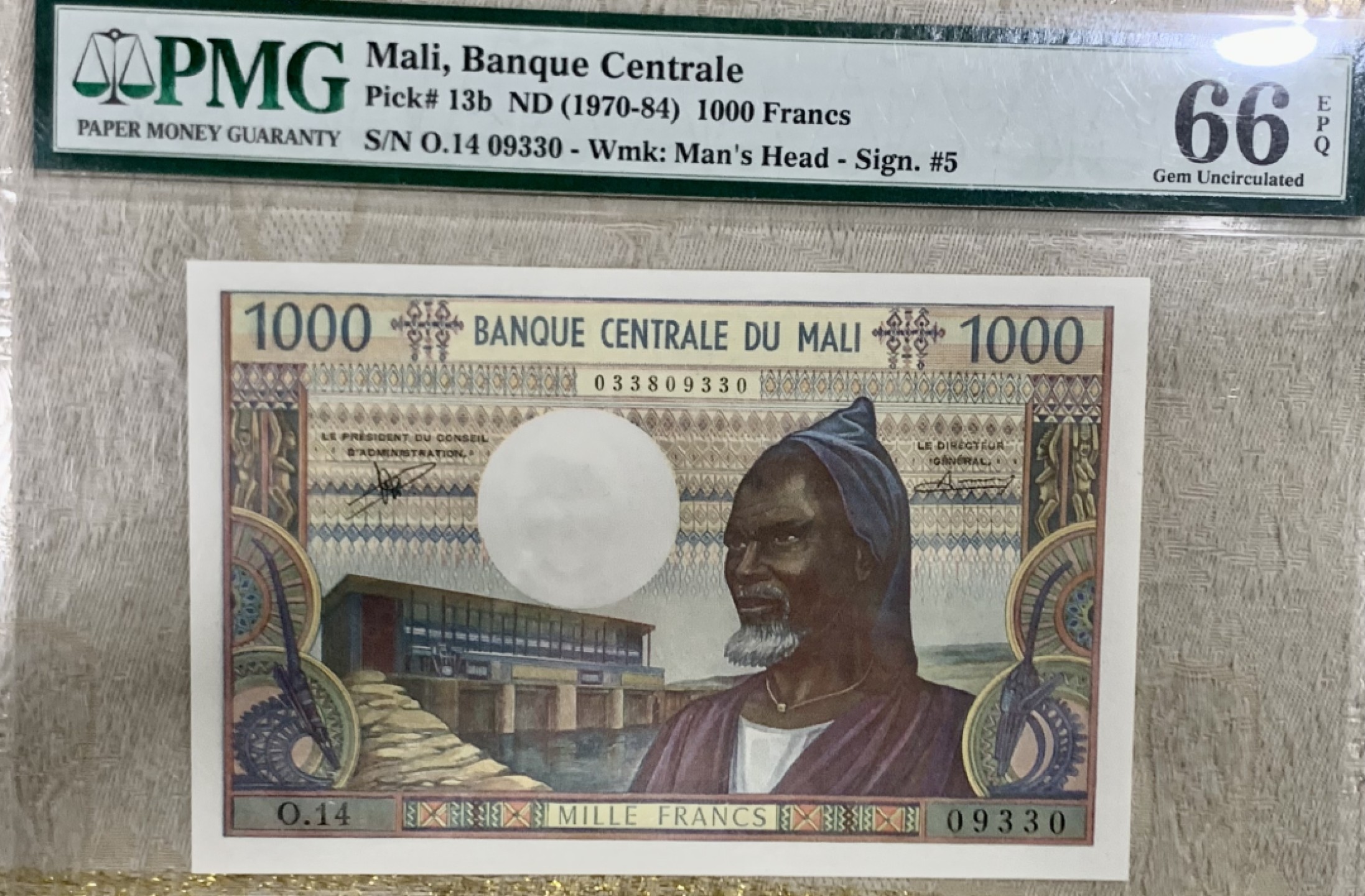 圣域骑士团 | CICE币展&易卜生专场 春天来了 ‼️第三期（2022003） 【法属风】1970-84 马里 1000法郎 PMG66分 P13b 