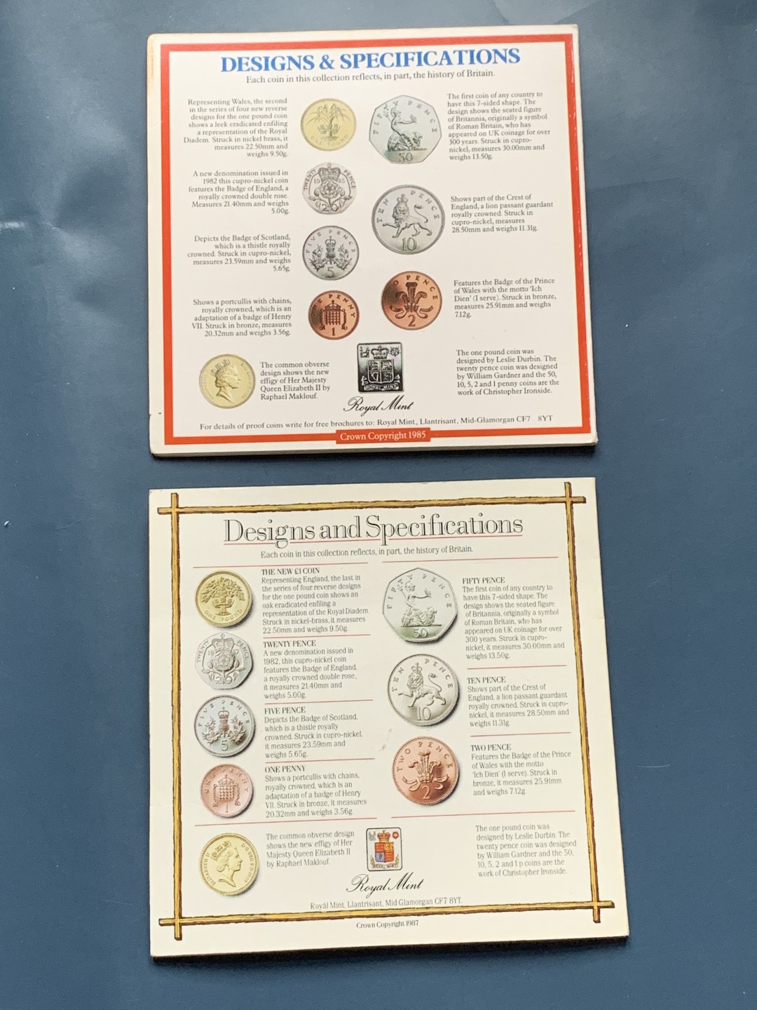 《竞宝斋》第34，35场-本周日，周一2场连拍（全场顺丰包邮） 原封装英国 1985 和1987年 7枚套 卡装套币 完美状态