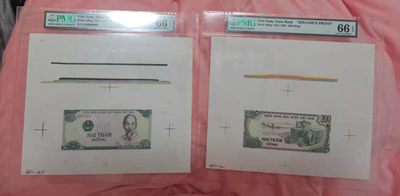【世家收藏第③期】钞票专场（全场包邮） - 越南1987年版200盾PMG66E超大试色印样（正面+背面一对）罕见单面印样票