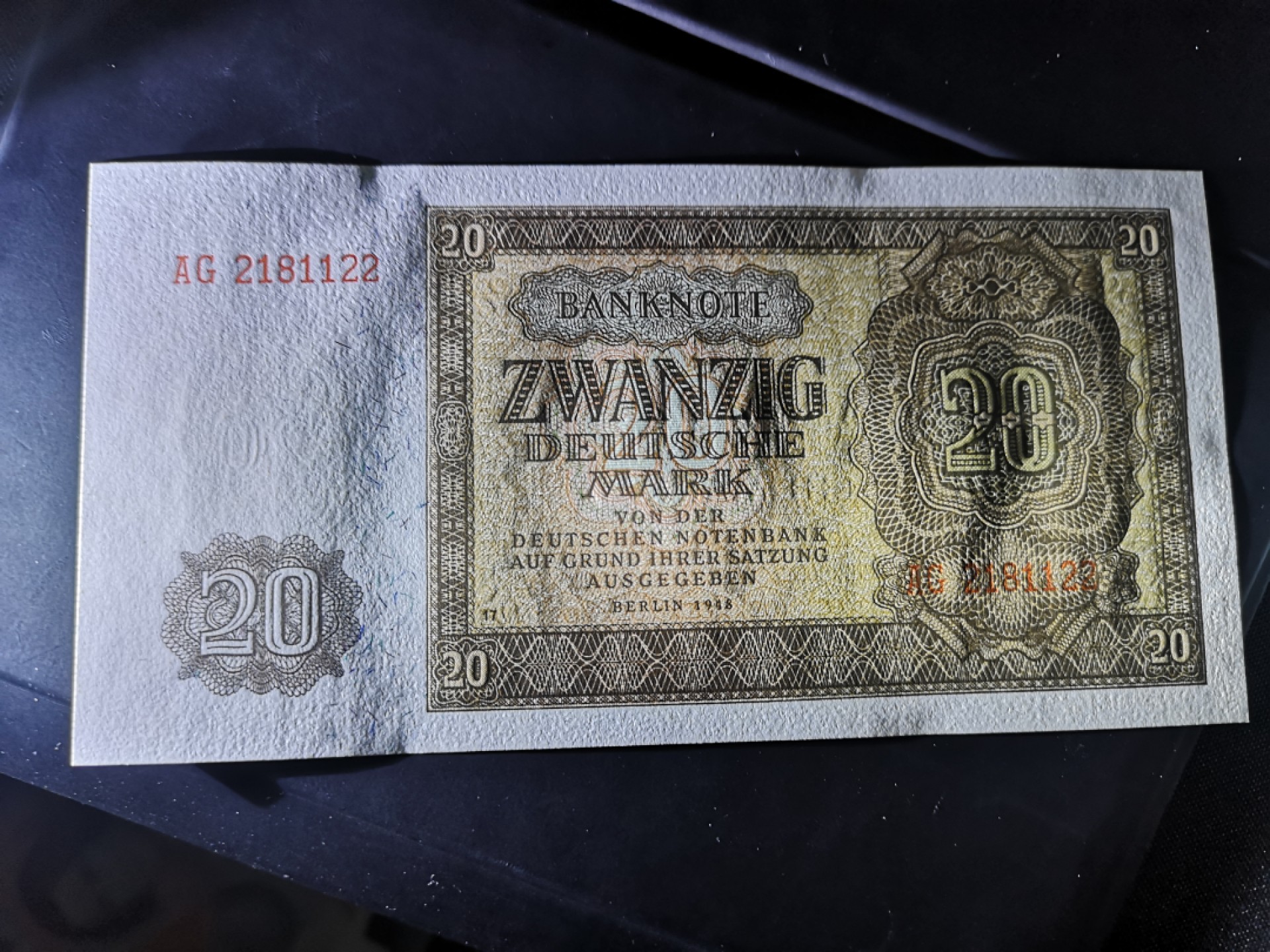 《外钞收藏家》第一百六十七期拍卖 1948年德国20马克 全新 无47 靓号