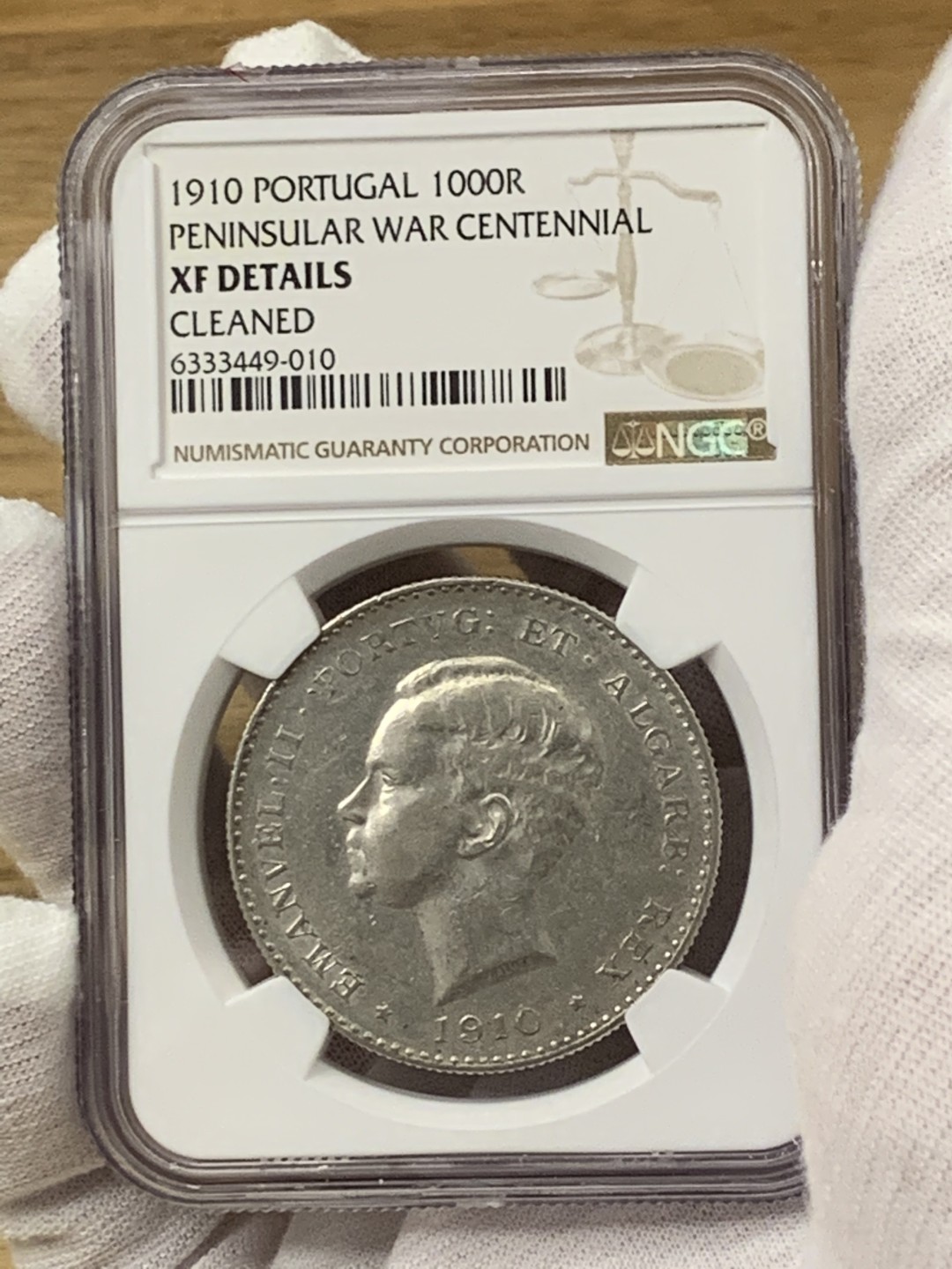 欧陆典藏，“币”定生辉，外币专场第一期 1910年葡萄牙曼努埃尔二世1000瑞斯大银NGC-XFD 少见品