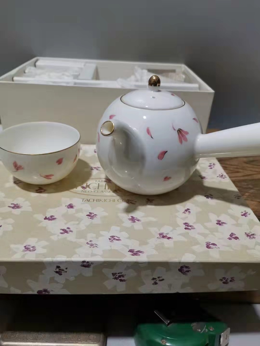 千器雅集—日本回流瓷器臻藏 【原盒】昭和时期—橘吉旗下品牌（理查菲尔德 Richfleld）茶道茶器侧把壶一壶5杯