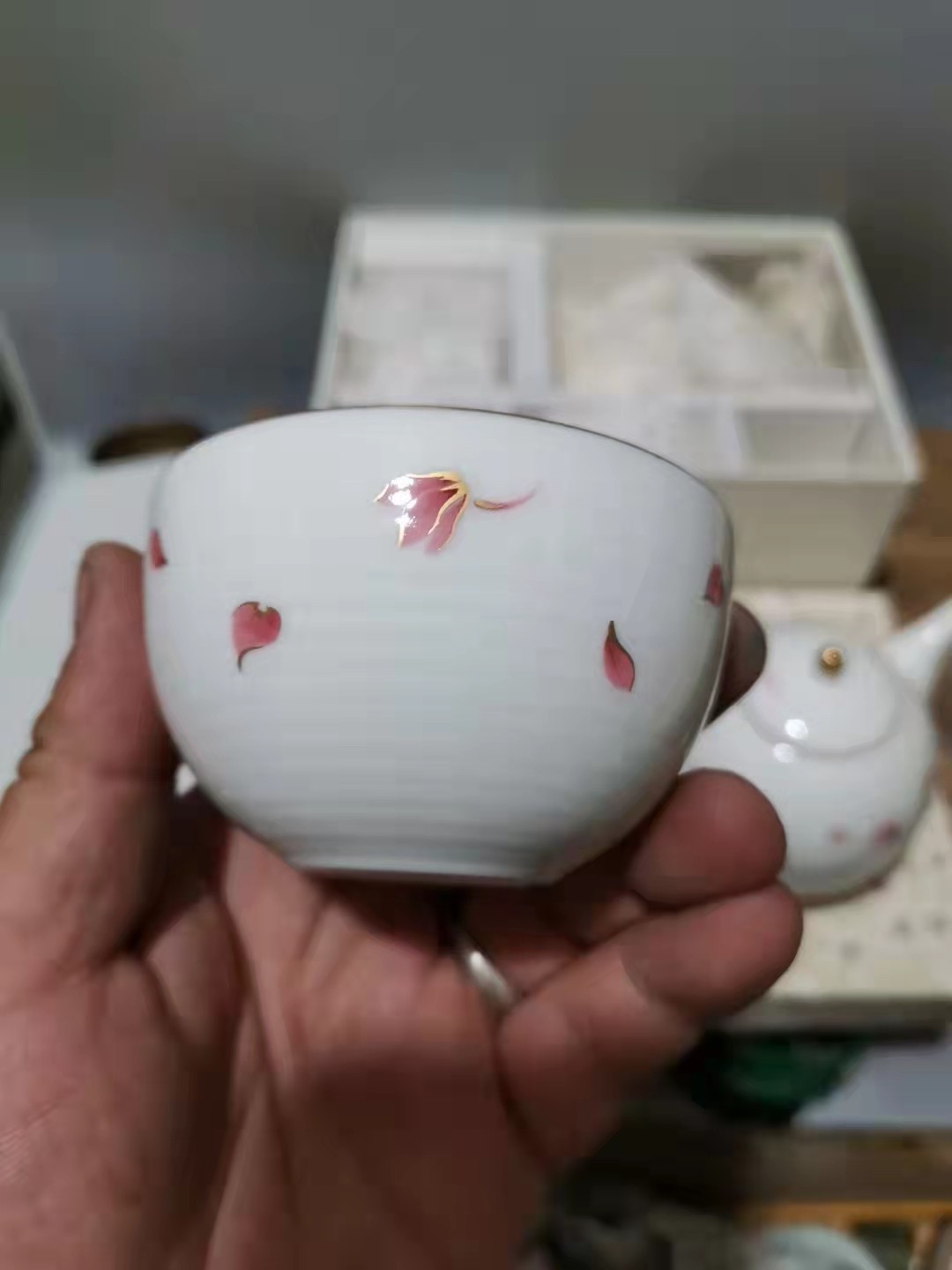 千器雅集—日本回流瓷器臻藏 【原盒】昭和时期—橘吉旗下品牌（理查菲尔德 Richfleld）茶道茶器侧把壶一壶5杯