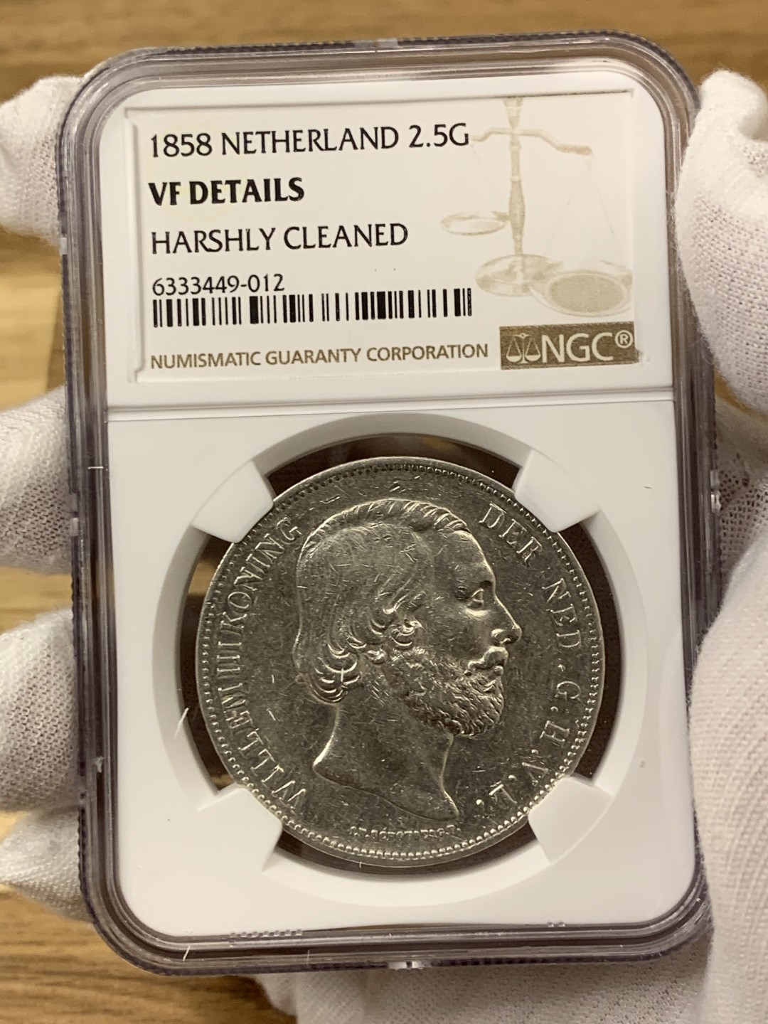 欧陆典藏，“币”定生辉，外币专场第一期 1858年荷兰威廉三世5法郎大银NGC-VFD