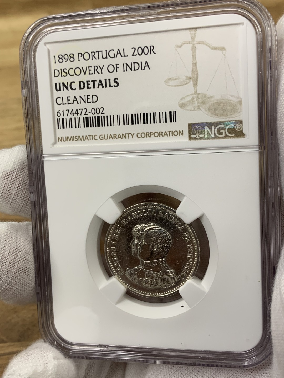 欧陆典藏，“币”定生辉，外币专场第一期 1898年葡萄牙卡洛斯一世发现印度400周年200瑞斯银币NGC-UNCD