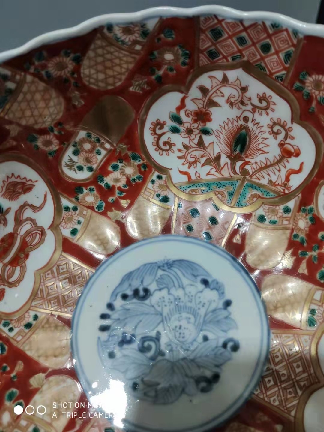 千器雅集—日本回流瓷器臻藏 江户明治时期（清代）精品老瓷器——赤绘满工古伊万里大盘