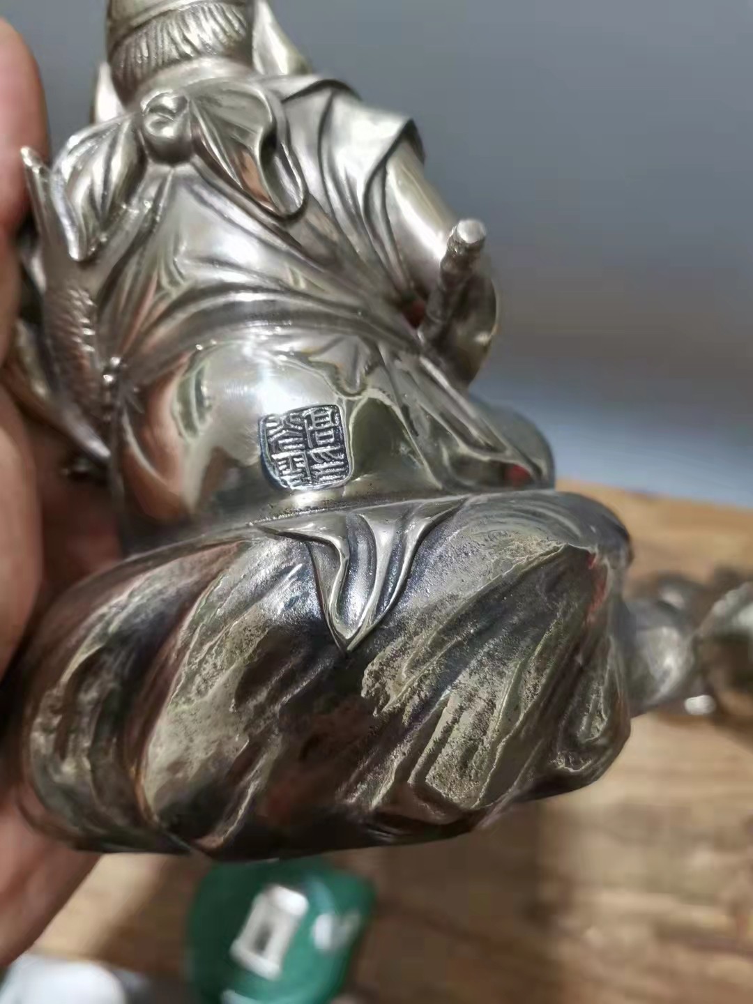 千器雅集—日本回流铜器臻藏 日本回流精品铜器——金工大家 高村光雲作   洋银大黑天财神惠比寿福神摆件一对