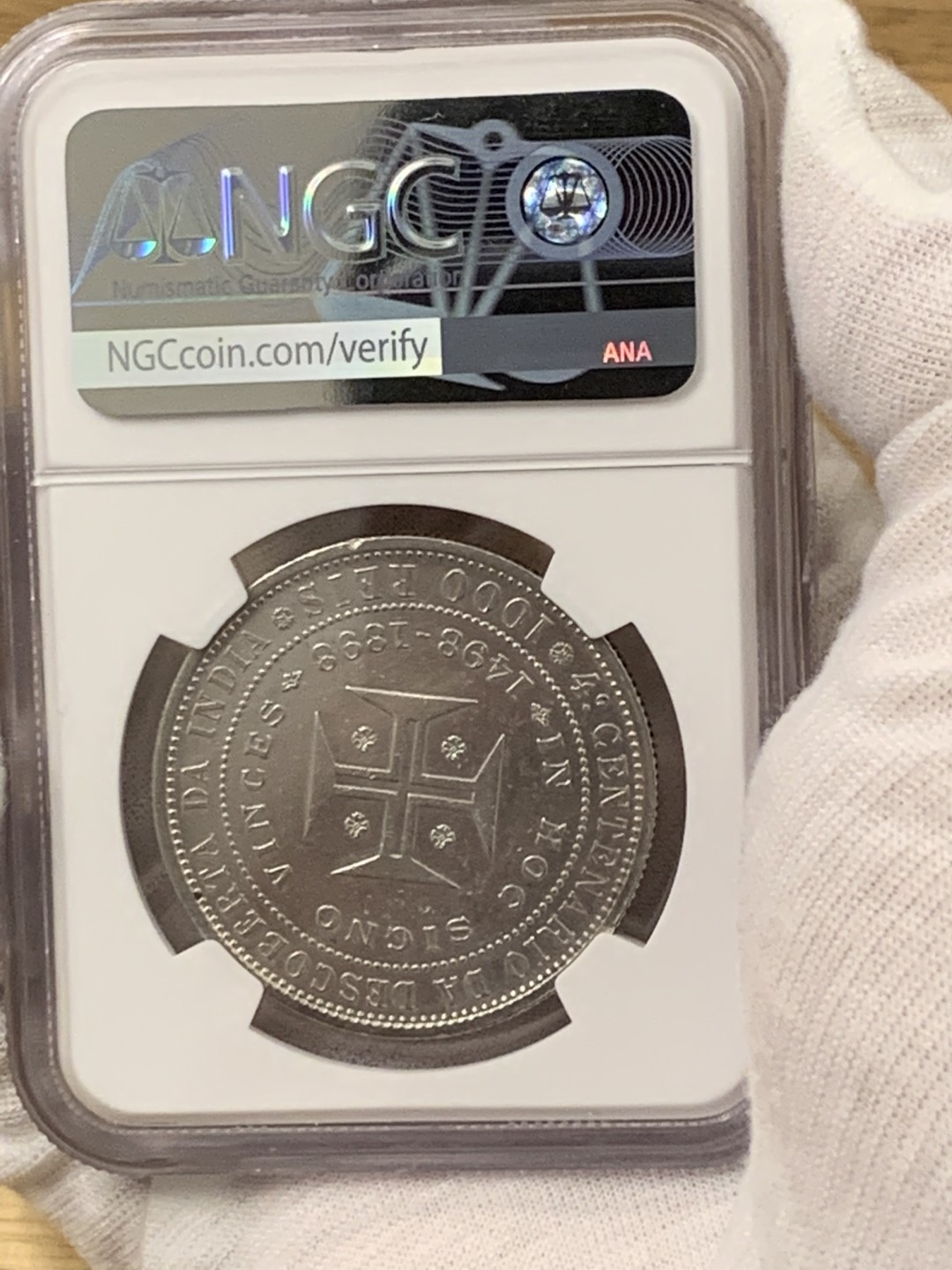 欧陆典藏，“币”定生辉，外币专场第一期 1898年葡萄牙卡洛斯一世发现印度400周年1000瑞斯银币NGC-AUD