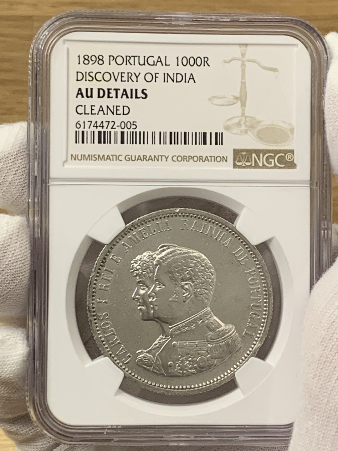 欧陆典藏，“币”定生辉，外币专场第一期 1898年葡萄牙卡洛斯一世发现印度400周年1000瑞斯银币NGC-AUD