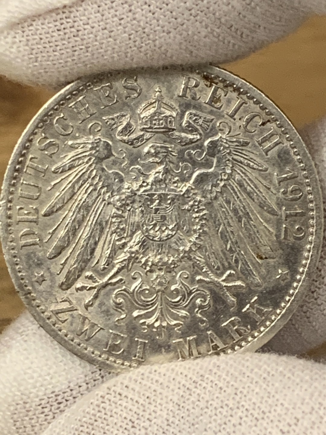 欧陆典藏，“币”定生辉，外币专场第一期 1912年德国普鲁士威廉二世2马克银币直径：28mm  克重：11.11