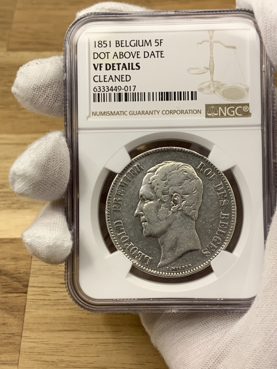 欧陆典藏，“币”定生辉，外币专场第一期 1851年比利时利奥波德一世5法郎NGC-VFD