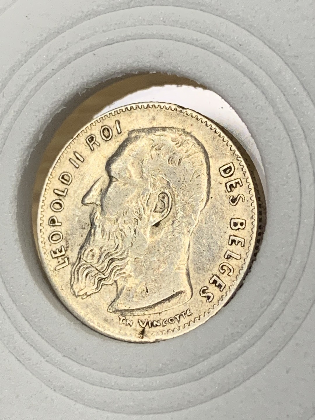 欧陆典藏，“币”定生辉，外币专场第一期 1909年比利时利奥波德二世50分银币 直径：18mm 克重： 2.5