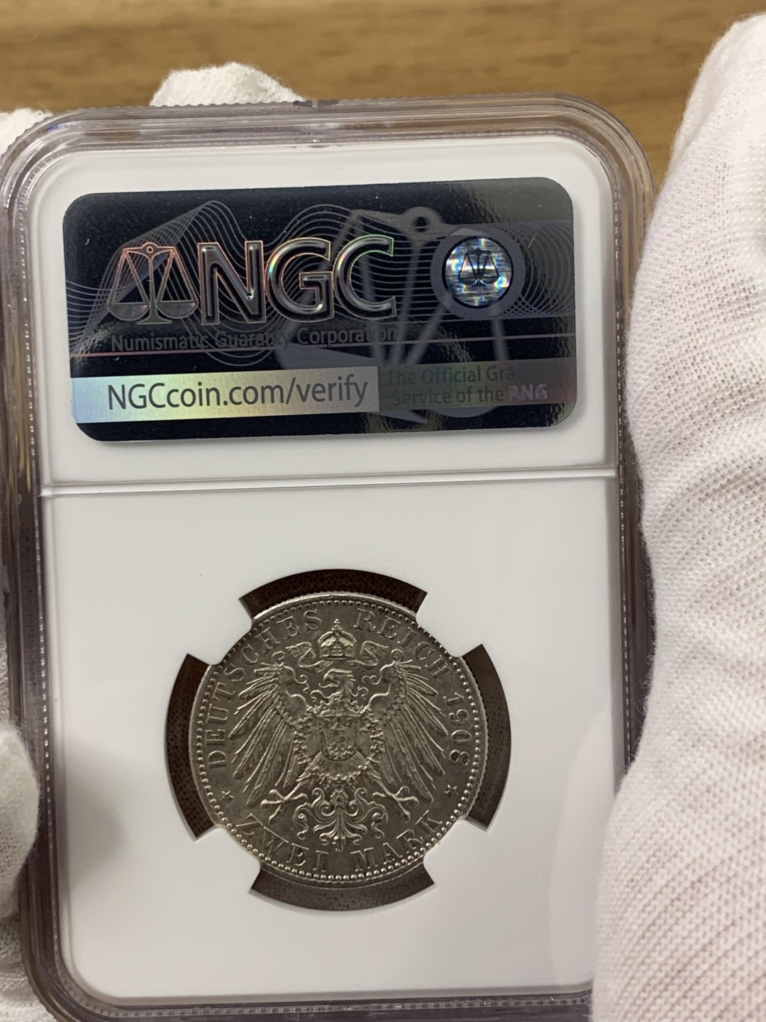 欧陆典藏，“币”定生辉，外币专场第一期 1908年德国符腾堡威廉二世2马克银币NGC-AUD