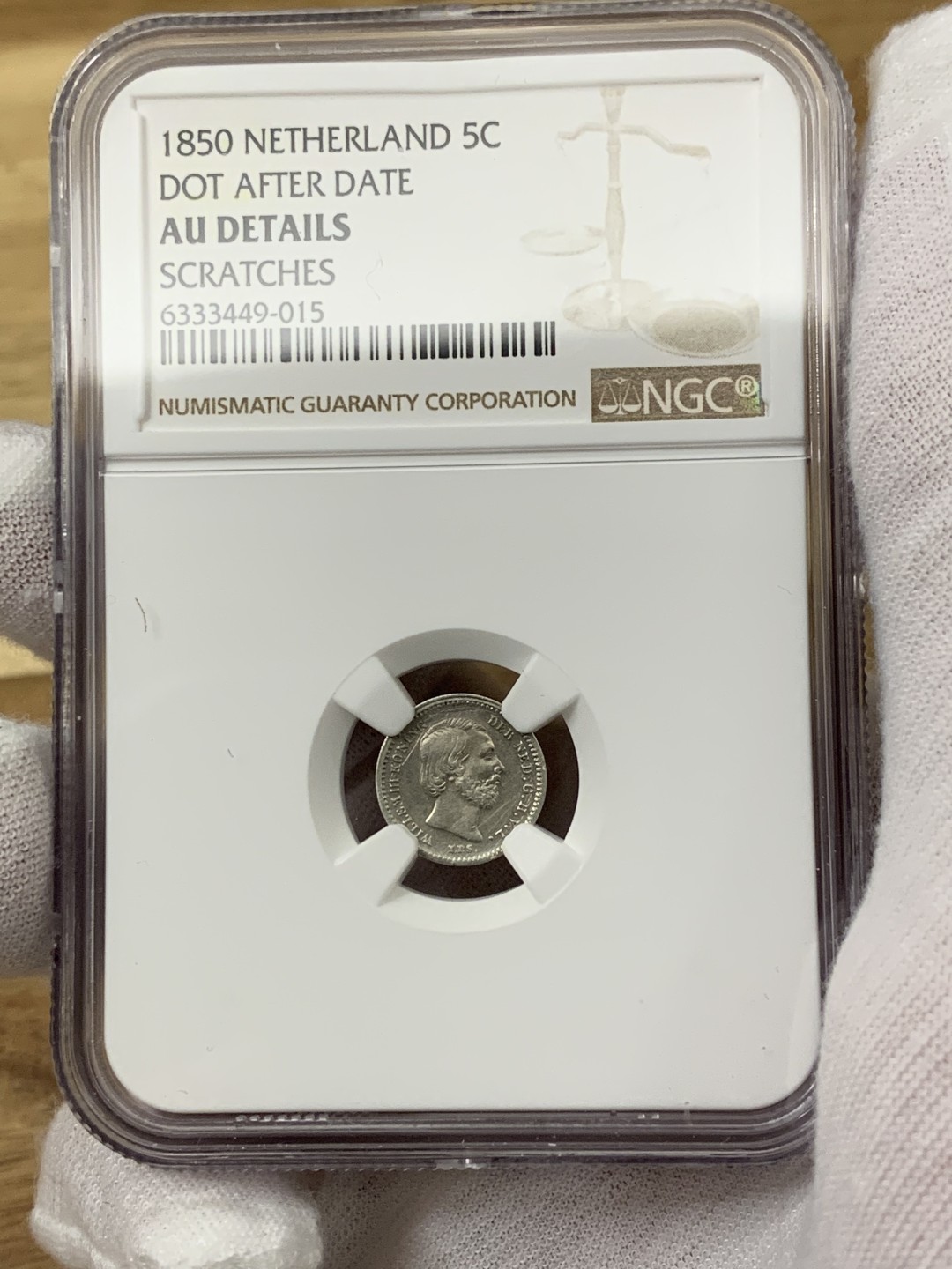 欧陆典藏，“币”定生辉，外币专场第一期 1850年荷兰威廉三世5分银币NGC-AUD