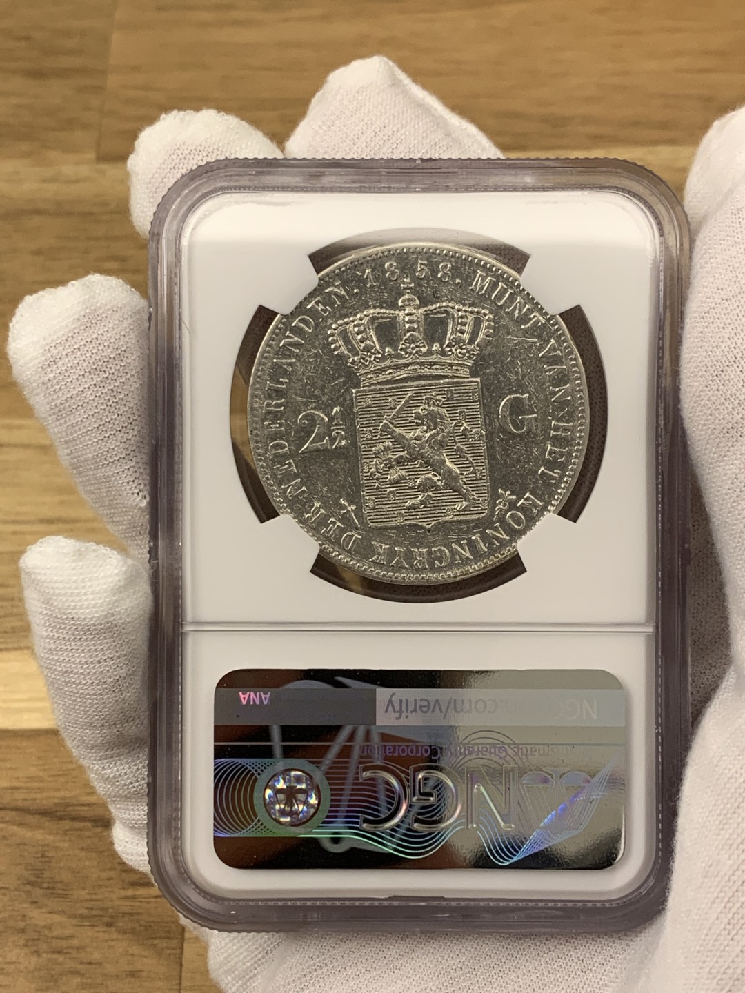 欧陆典藏，“币”定生辉，外币专场第一期 1858年荷兰威廉三世5法郎大银NGC-VFD