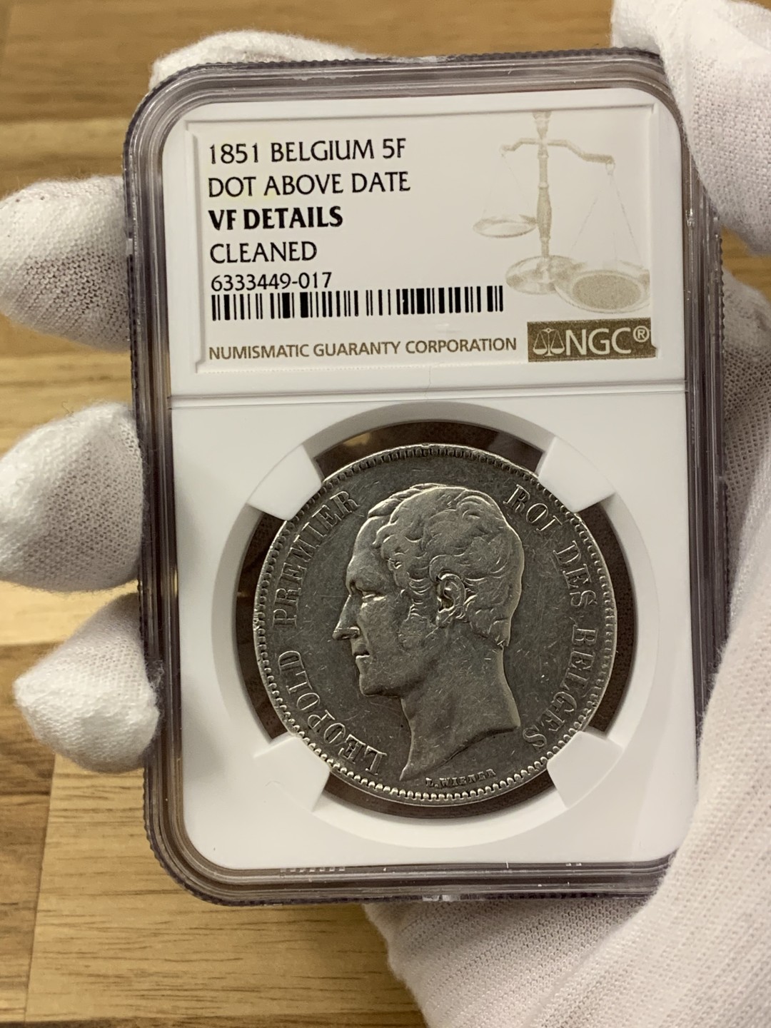 欧陆典藏，“币”定生辉，外币专场第一期 1851年比利时利奥波德一世5法郎NGC-VFD