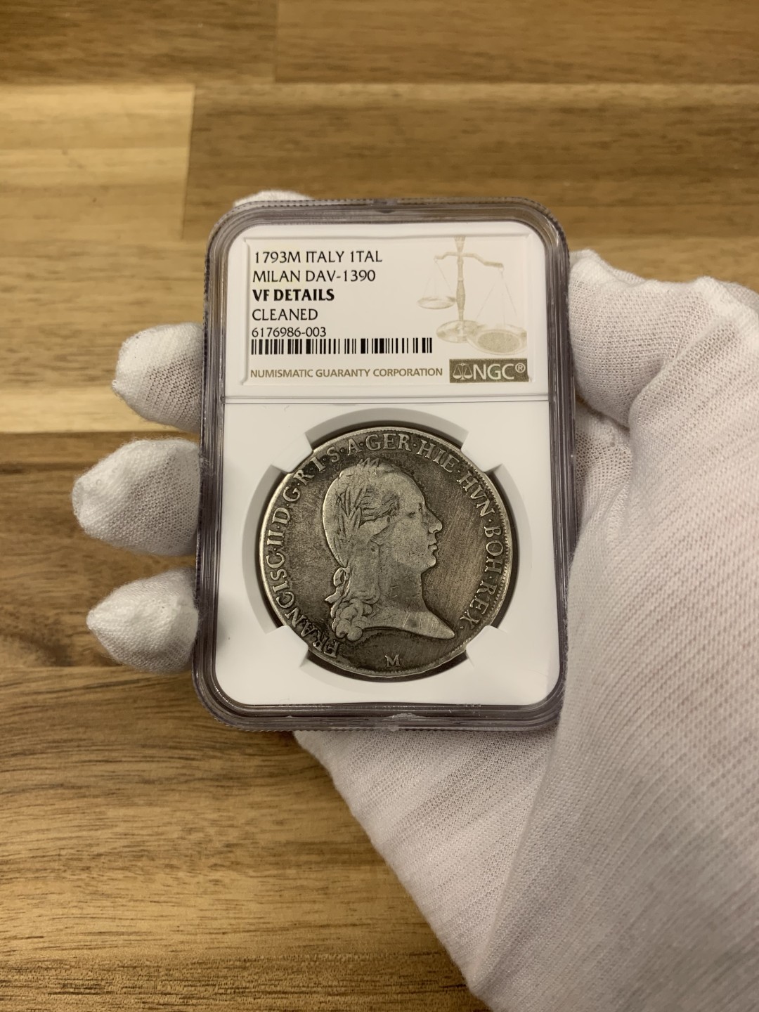 欧陆典藏，“币”定生辉，外币专场第一期 1793年意大利米兰铸币厂 伦巴第-维内蒂亚王国弗朗兹-约瑟夫 1泰勒大银，味道好品稀少NGC-VFD