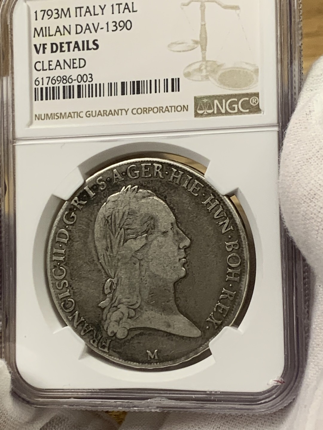 欧陆典藏，“币”定生辉，外币专场第一期 1793年意大利米兰铸币厂 伦巴第-维内蒂亚王国弗朗兹-约瑟夫 1泰勒大银，味道好品稀少NGC-VFD